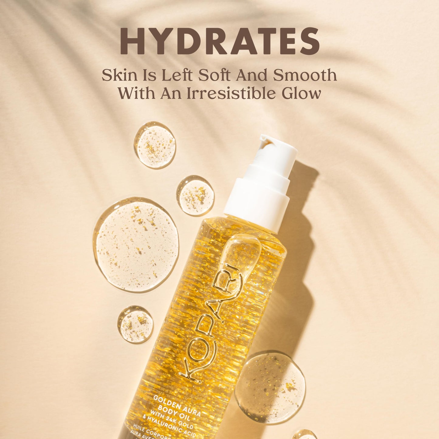 Kopari- Aceite corporal Golden Aura con oro de 24 quilates y ácido hialurónico: fórmula hidratante para una piel radiante, 3,3 oz