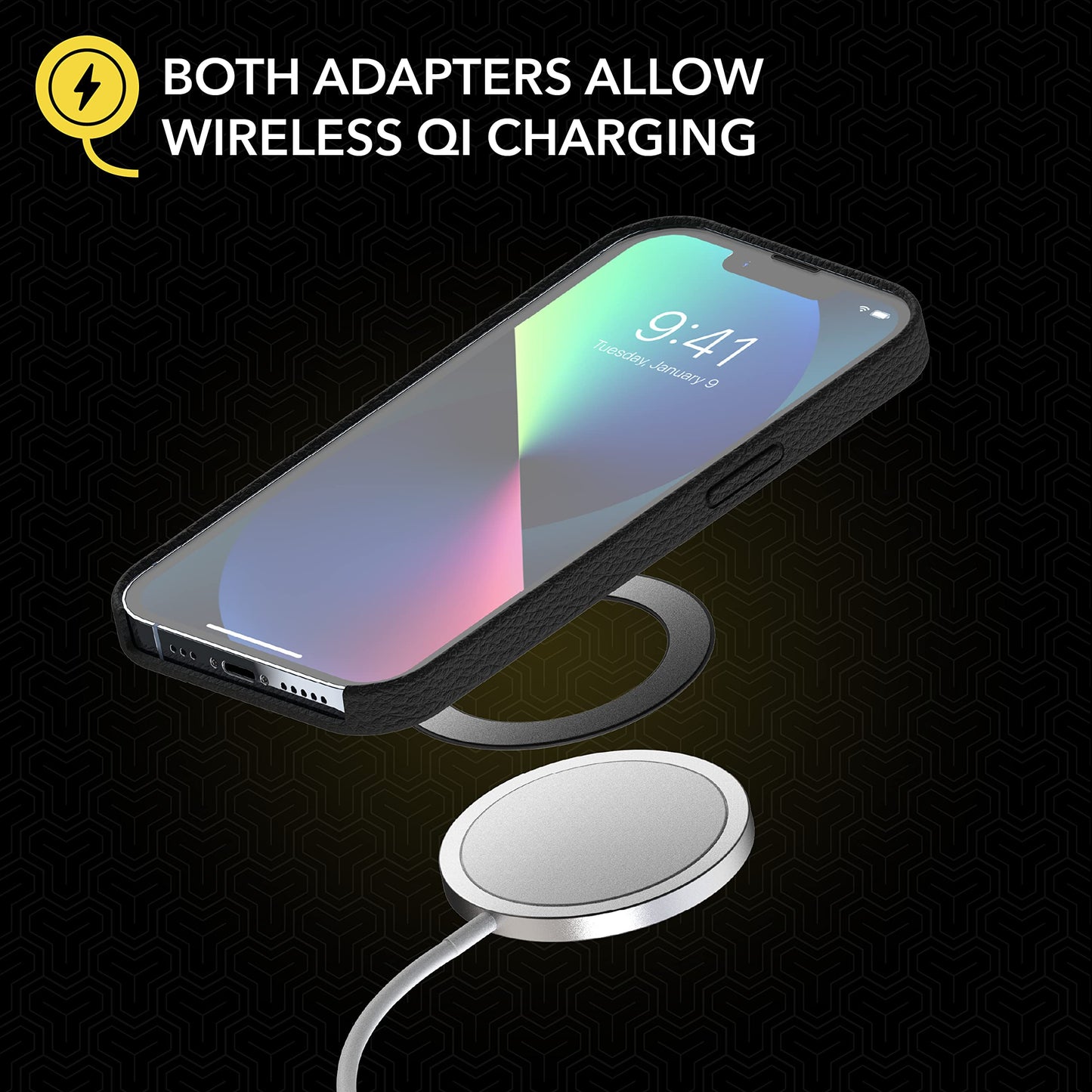 Adaptador Magnético Scosche Negro Compatible con iPhone y Android con Carga Inalámbrica