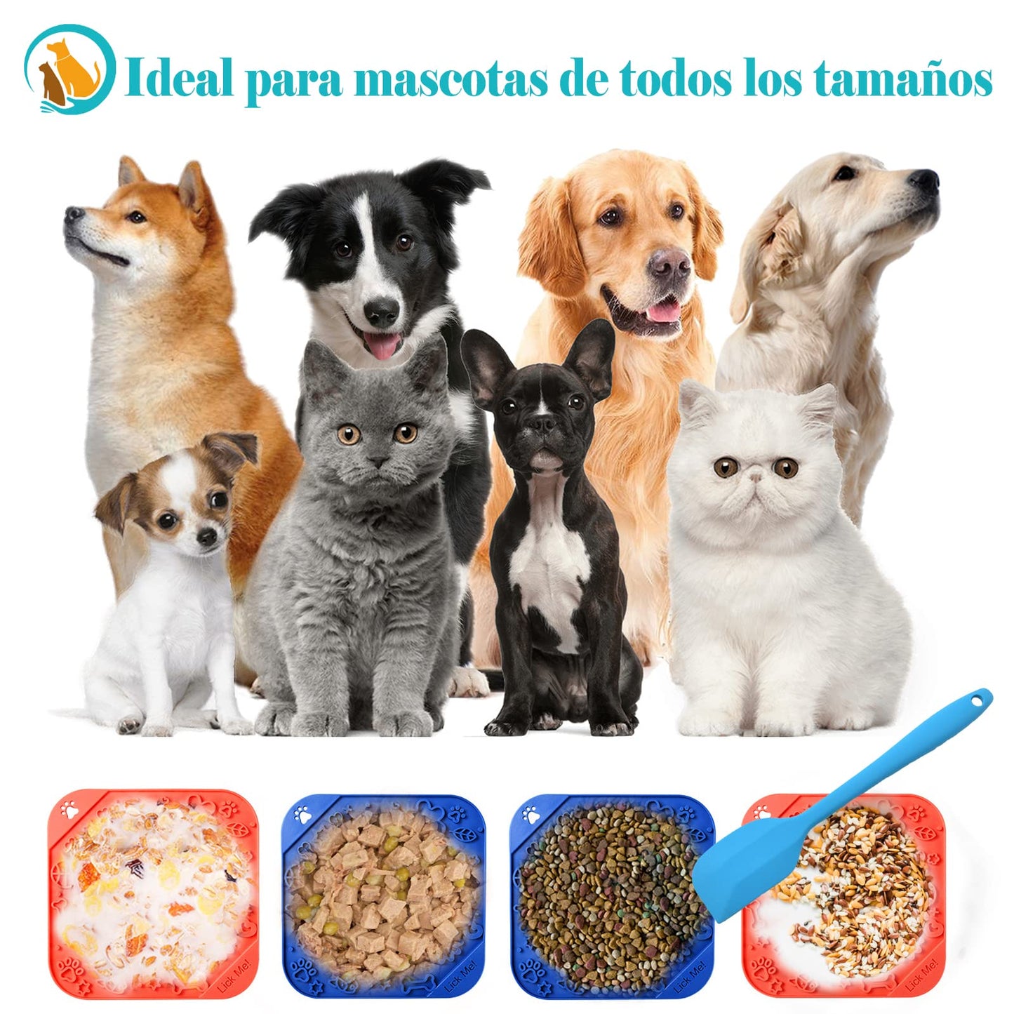 ANGECM8 2 Piezas Tapete para lamer Perros con ventosas, Alfombrilla para lamer con Raspador De Silicona,Alimentador Lento para aliviar la ansiedad por bañar y acicalar a Las Mascotas