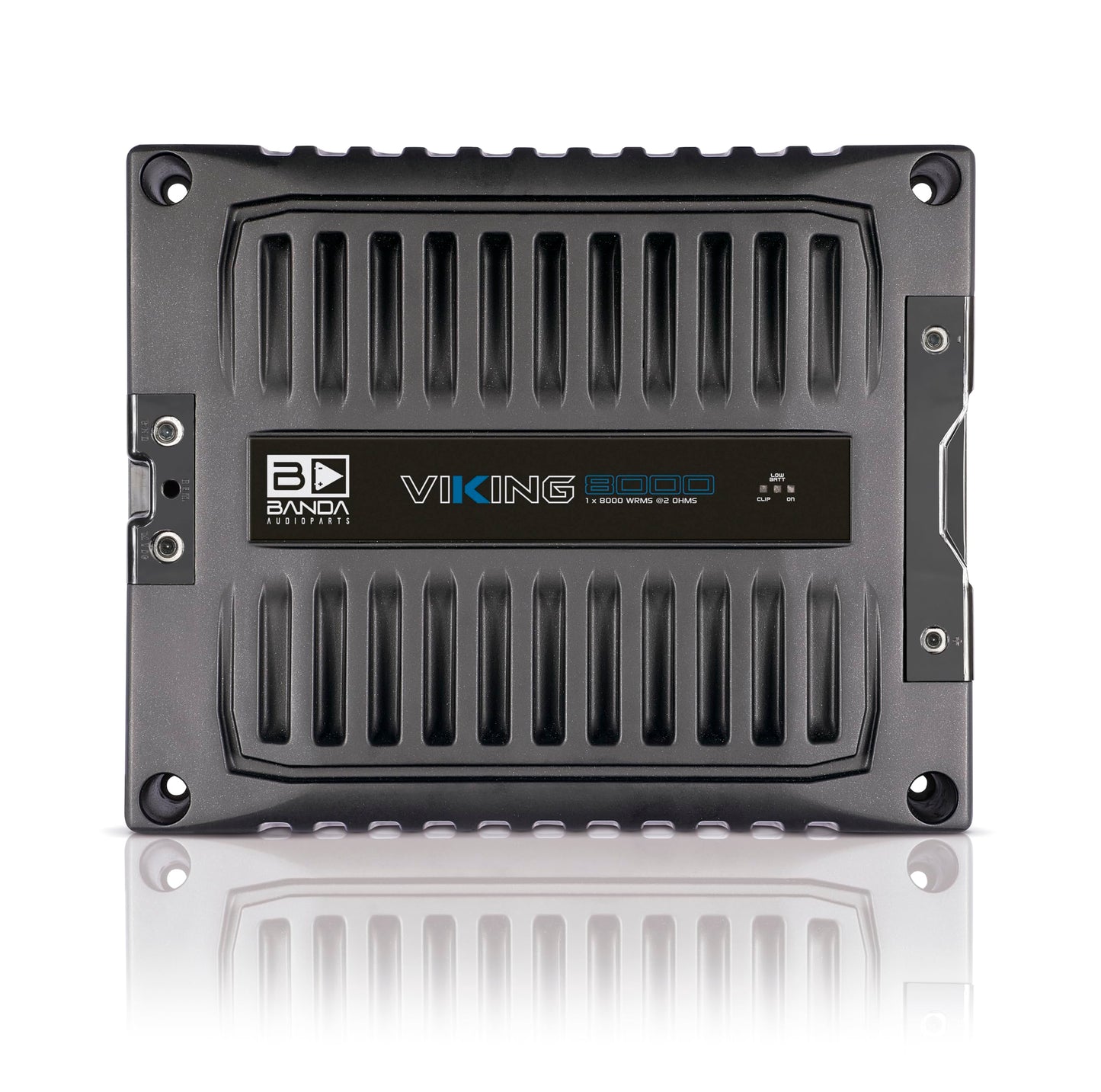 Banda VIK8000.2BK - Amplificador de Coche Altavoz de Audio de 2 ohmios, Rango Completo, Nuevo Viking 8000 vatios Rms, indicador LED de Sonido especializado chasis de Aluminio, Negro
