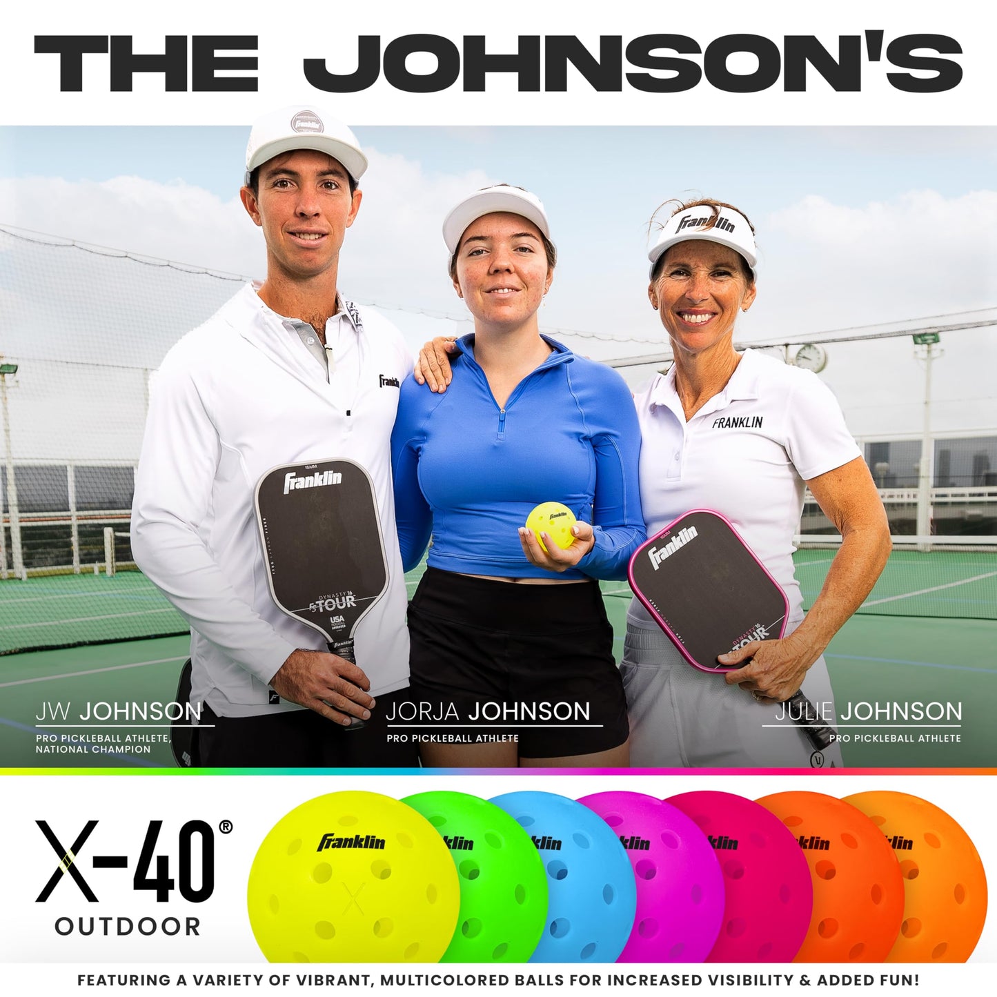 Franklin Sports - Bolas de Pickleball X-40 para Exteriores, aprobadas por Estados Unidos (USAPA) - Paquete de 3 Pickleballs Exteriores - Lava - Bola Abierta de Estados Unidos