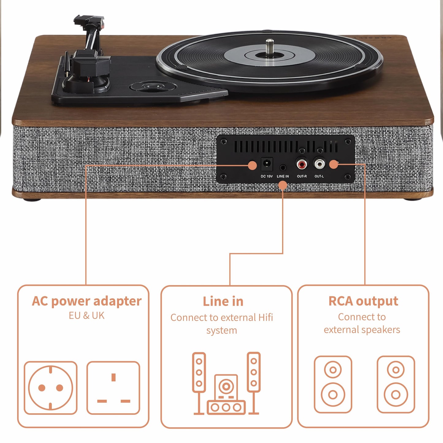 Crosley Aria - Tocadiscos Bluetooth de 3 Velocidades con Altavoces Estéreo Incluidos, Color Gris