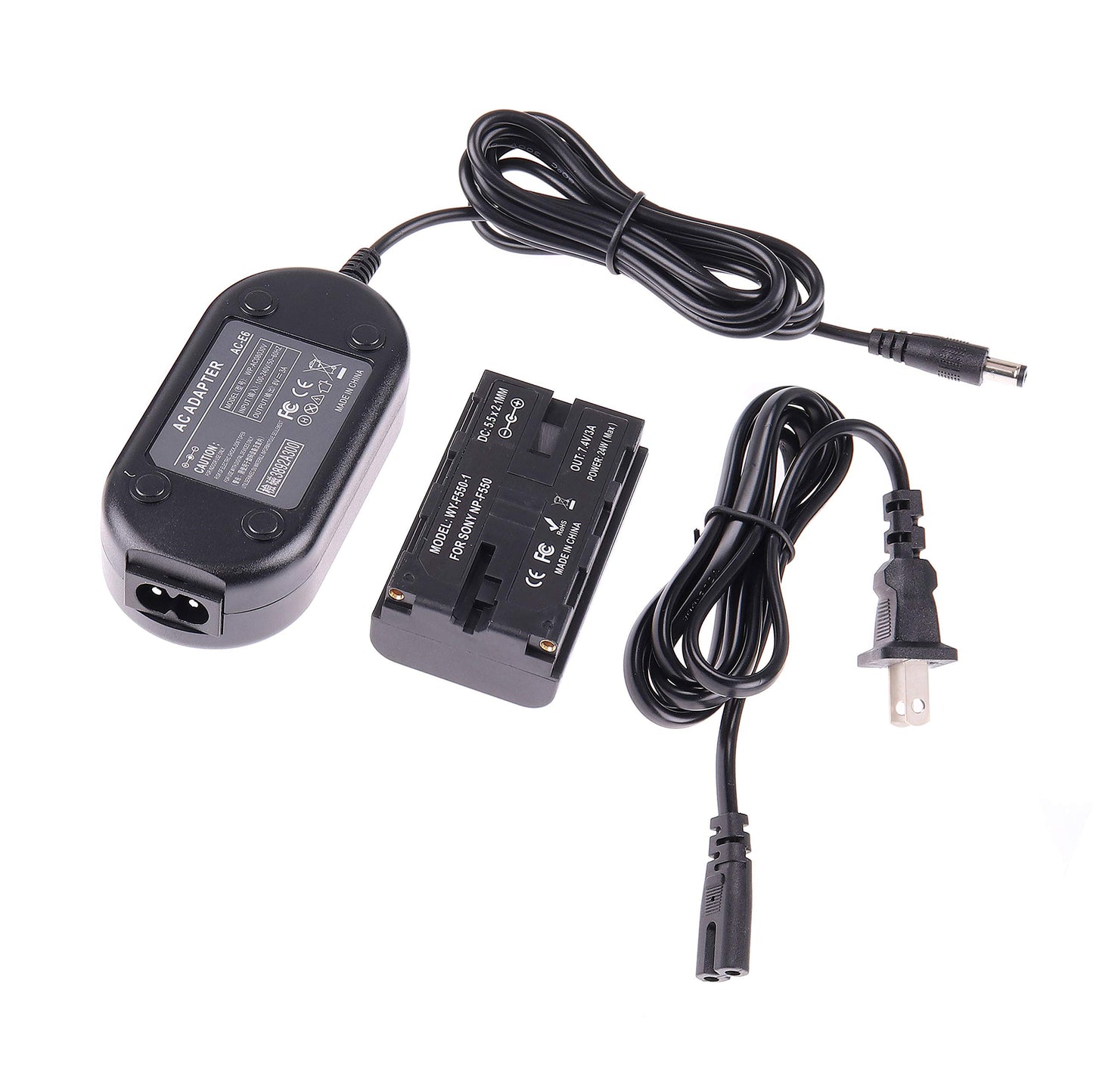 foto4easy Foto4easy Adaptador de corriente alterna con batería simulada NP-F DC upler para Sony NP-F970 NP-F960 NP-F770 NP-F750 NP-F550 para monitor de cámara de luz LED de vídeo, negro