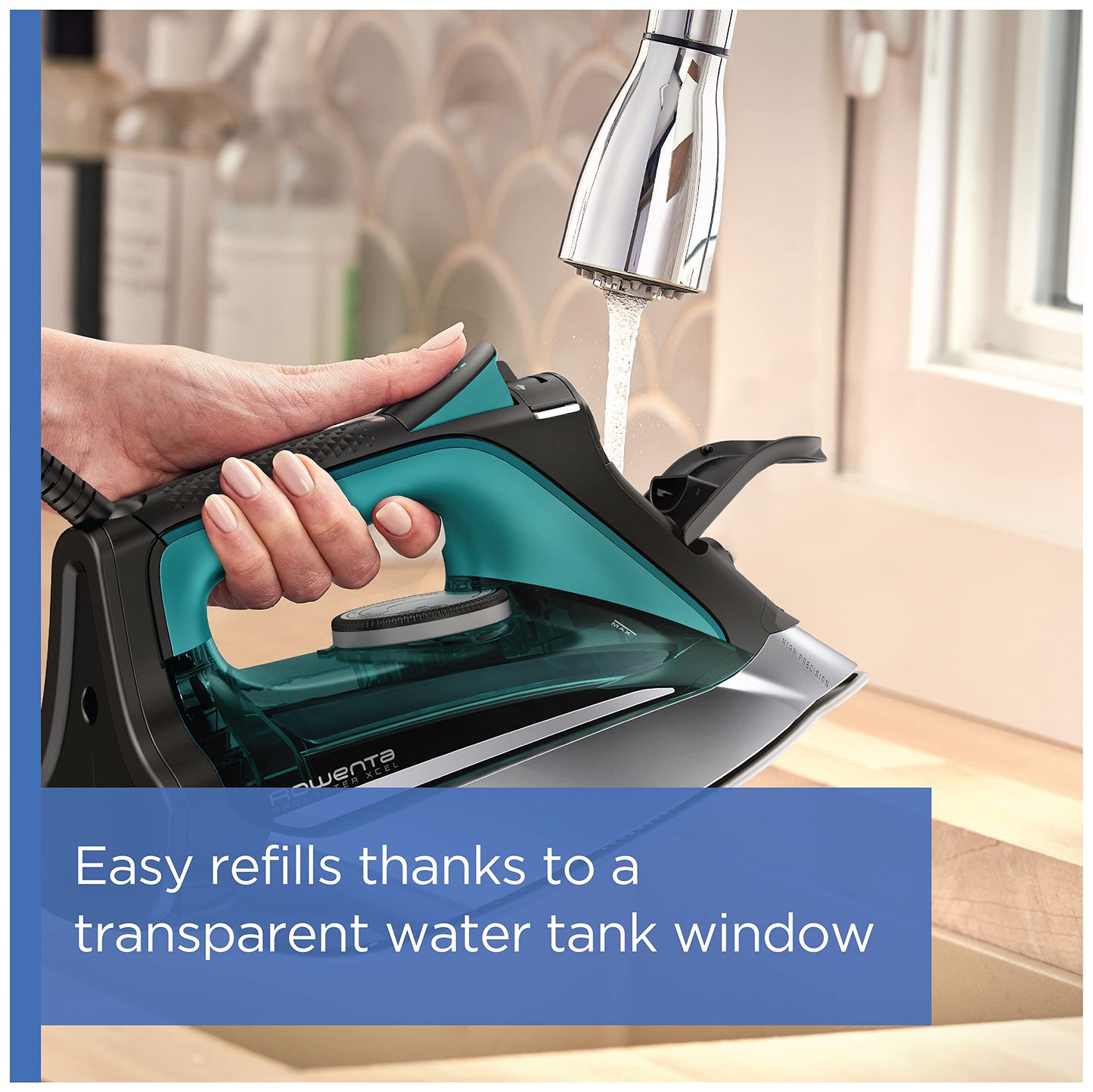 Rowenta Plancha de vapor Pro Master Xcel Steam Iron. Capacidad de 310 ml, resultados profesionales en casa, diseño ergonómico. Verde, plata y negro, DW8360U1