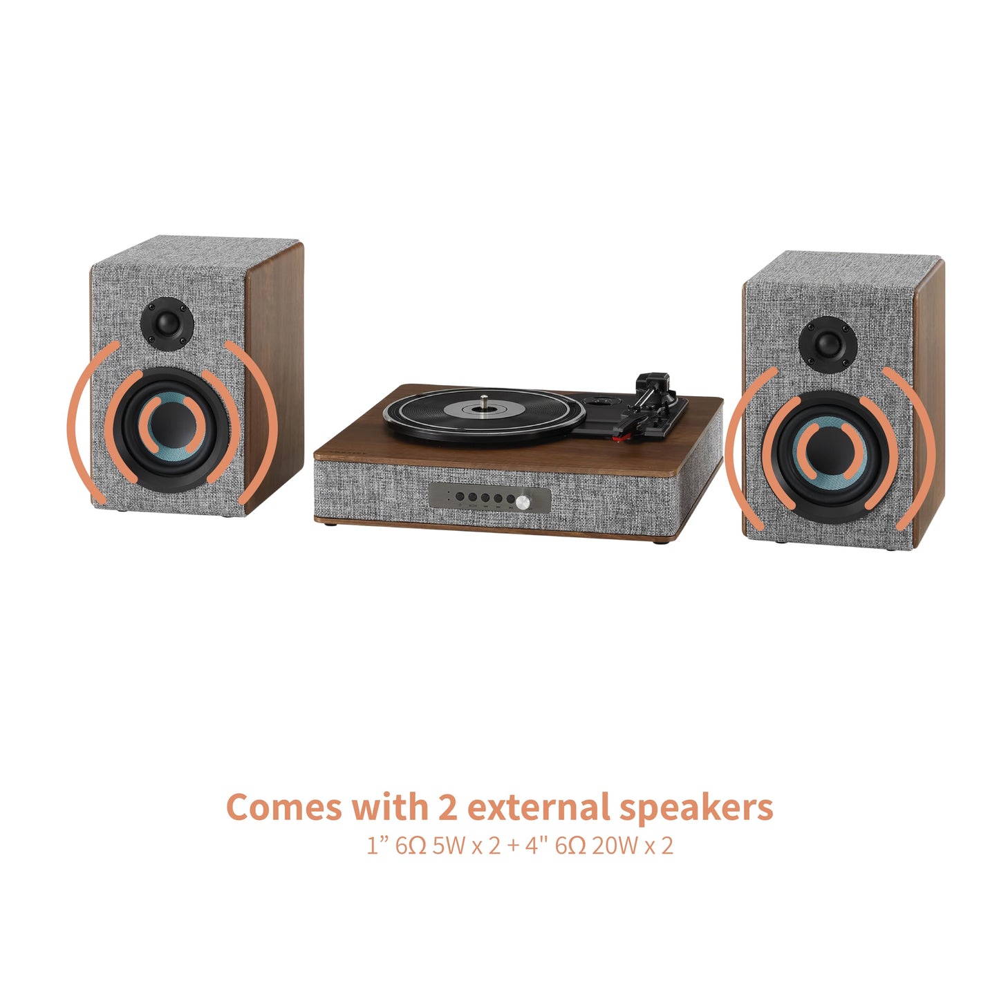 Crosley Aria - Tocadiscos Bluetooth de 3 Velocidades con Altavoces Estéreo Incluidos, Color Gris