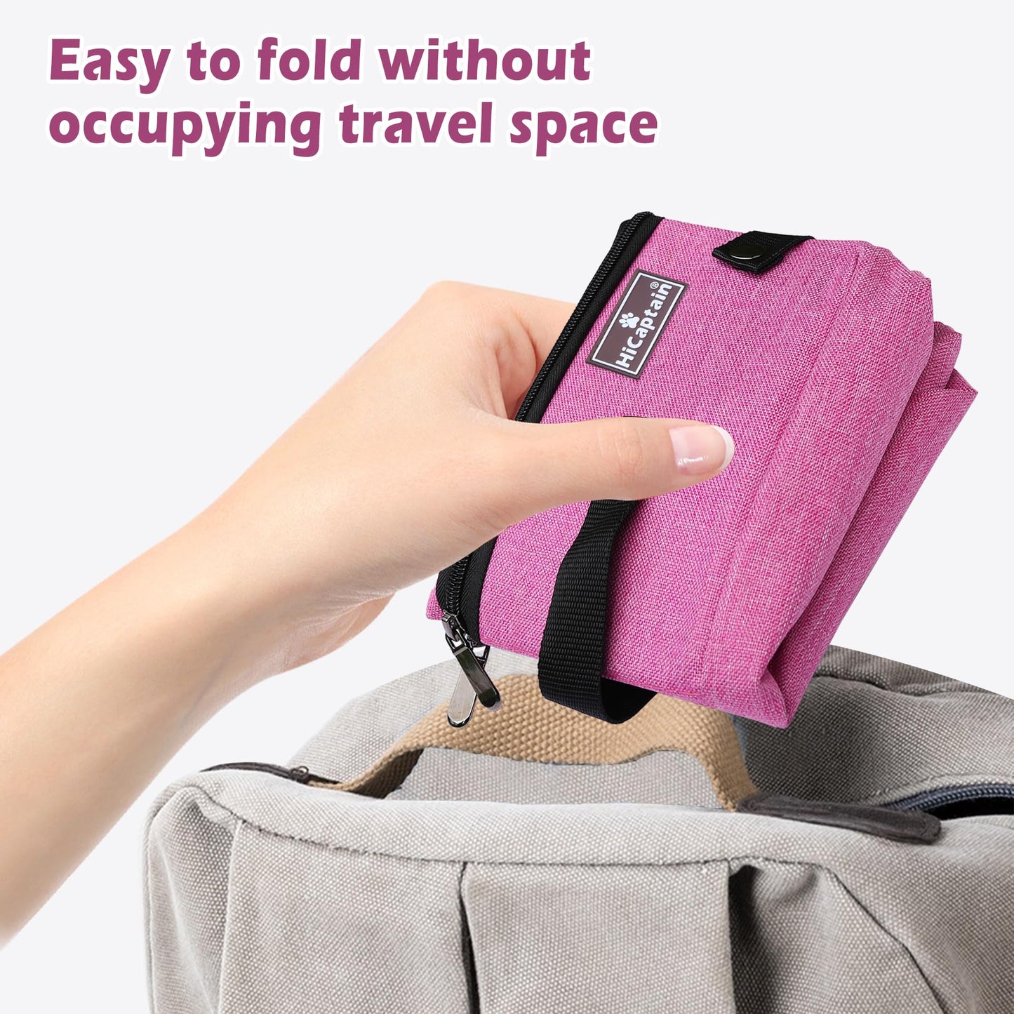 HiCaptain - Caja de arena portátil de viaje para gatos, caja de arena plegable a prueba de fugas para viajar en coche, bandeja plegable para gatos medianos, resistente, ligero y rosa