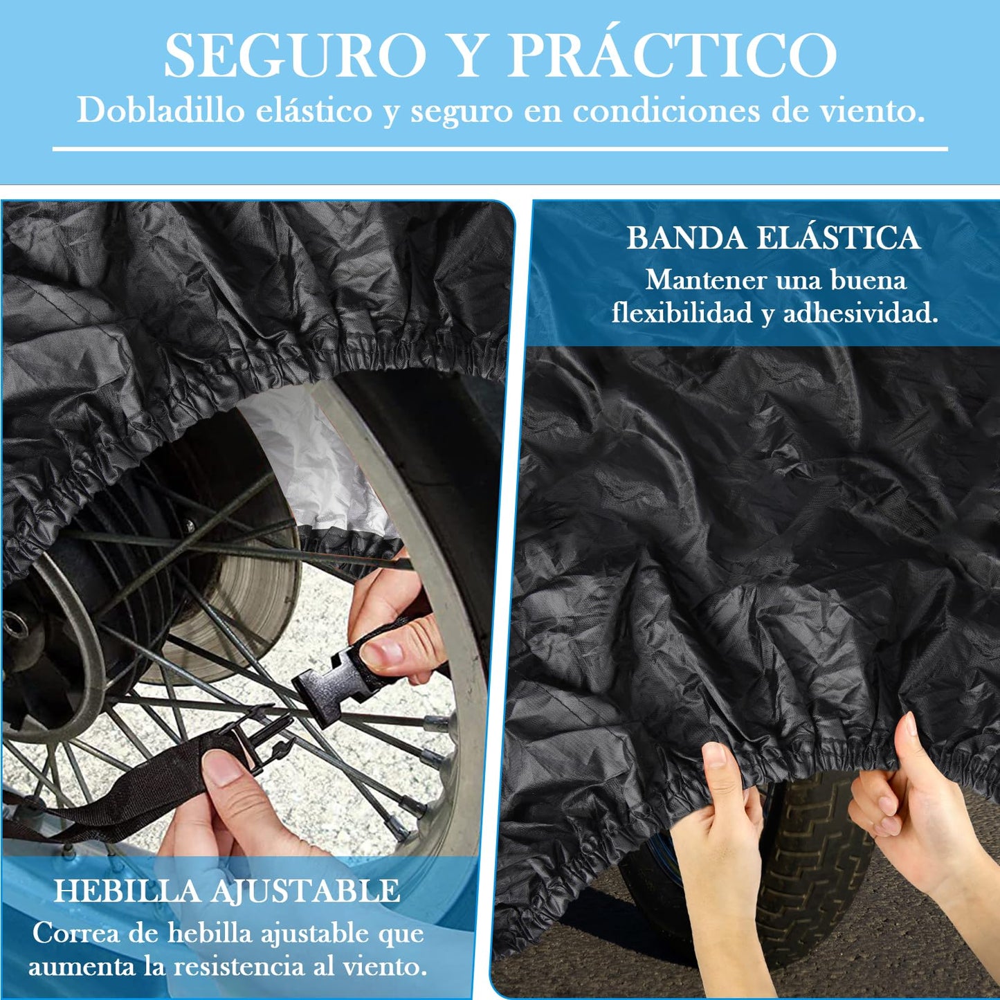 Funda para Moto Cubierta de Motocicleta de Protección Exterior Impermeable Duradera para Motocicletas como Honda, Yamaha, Suzuki, Harley y más (XXXL Negro)