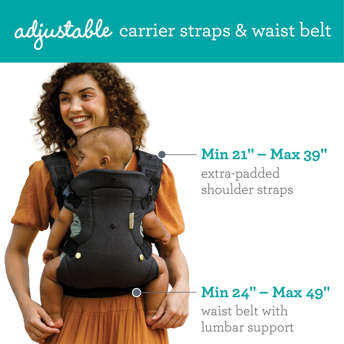 Infantino - Portabebés convertible 4 en 1 y bolsa de pañales cruzada, portabebés Grow-with-Me con bolsa de pañales cruzada, color negro y dorado, juego de 2 piezas
