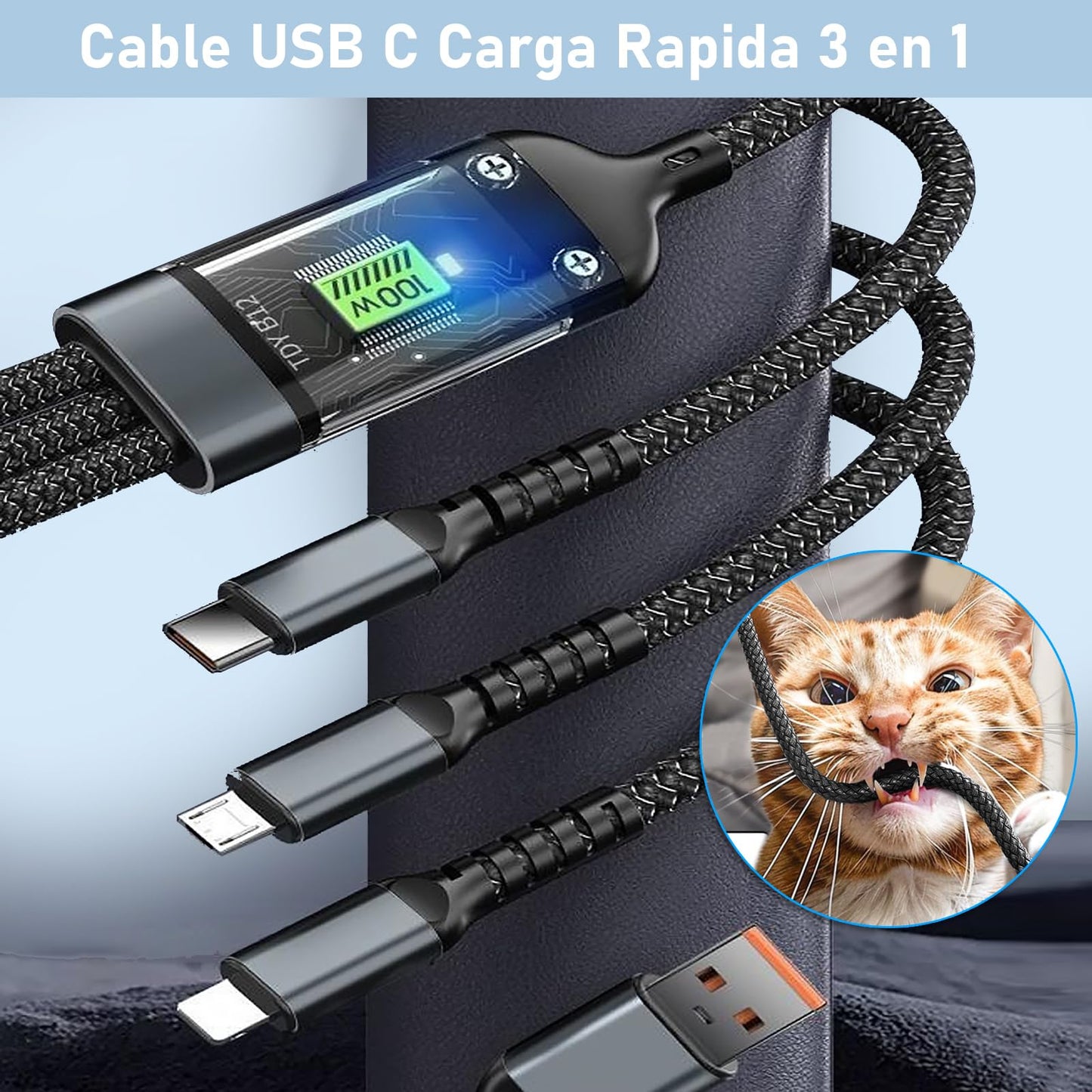 Cable de Carga Rápida USB C 100 W Ngff Carga Rápida Trenzado para iPhone16/15 Xiaomi Huawei