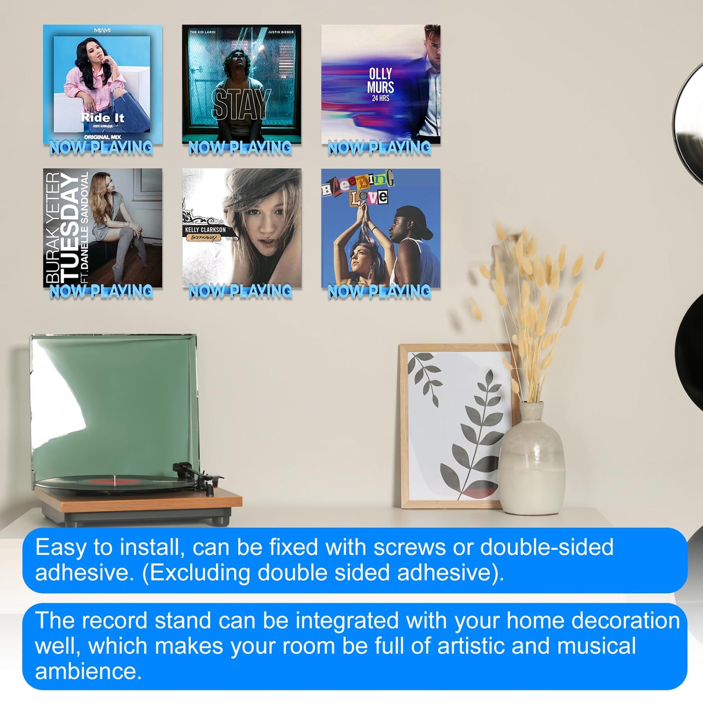 Aivwis - Soporte para discos de vinilo con actualización de ahora, soporte para discos de vinilo, estante para discos 3D exótico montado en la pared, decoración de pared para el hogar u oficina,