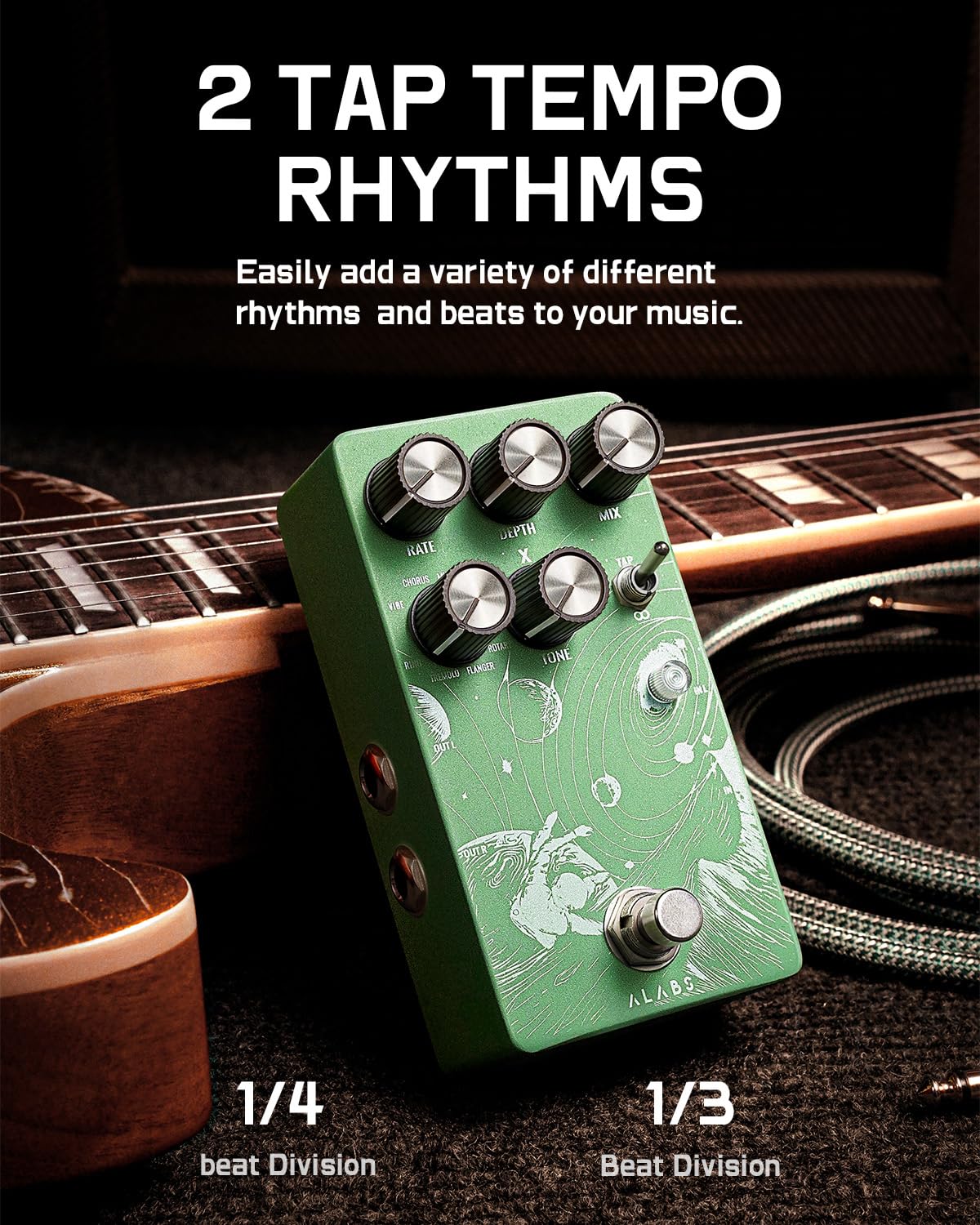 ALABS NOVADRIFT - Pedales de modulación para guitarra eléctrica, anillo de trémolo de bridas rotativas de coro vibrante, secado analógico, tempo de llave, bypass verdadero