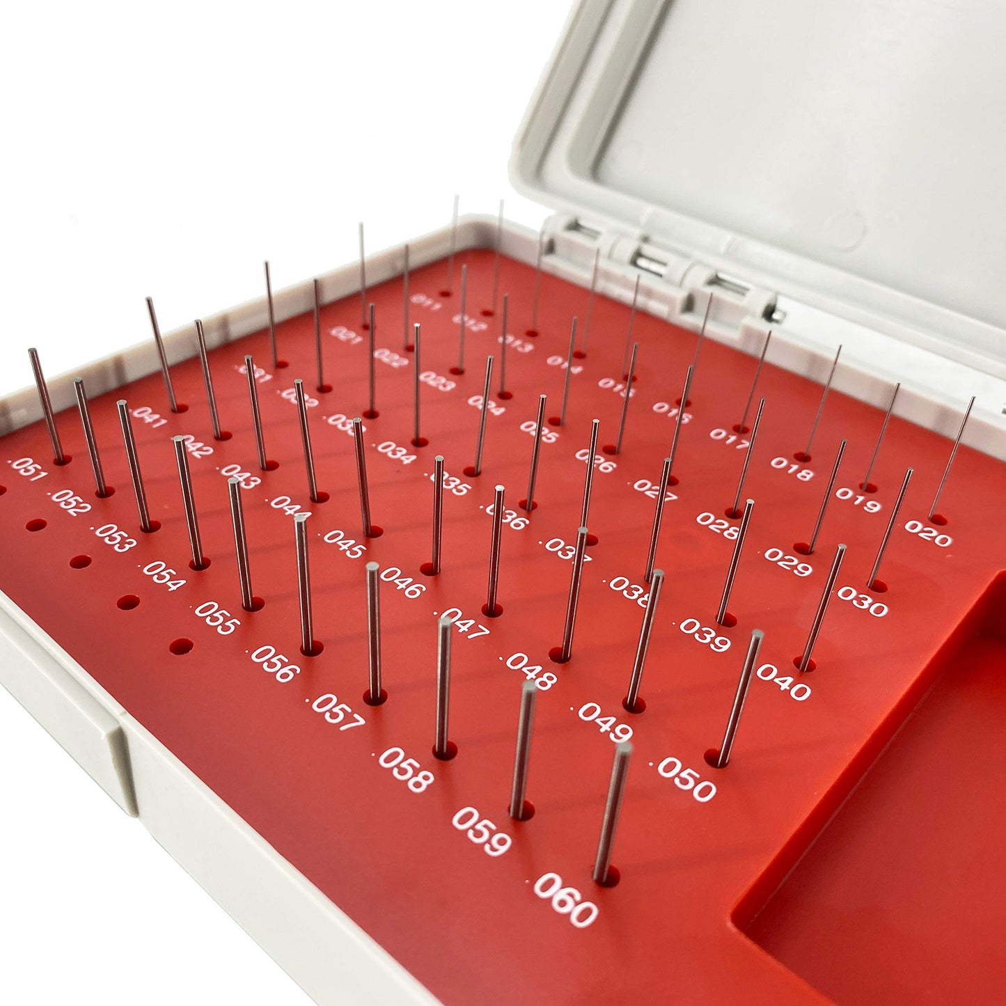 TEXALAN(R) Plus - Juego de calibradores de pines con caja de almacenamiento de acero para agujeros de medición, 50 piezas de 0.000 a 0.08 pulgadas M0