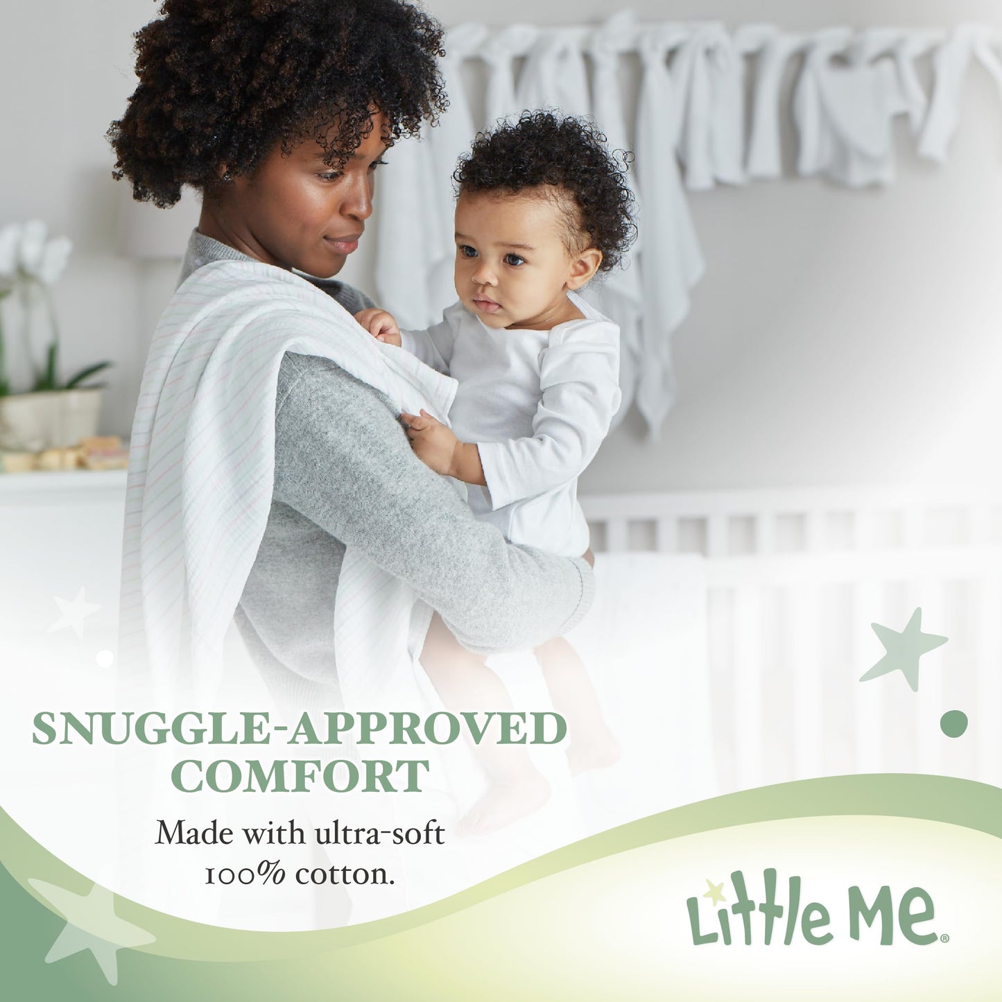 Little Me - Juego de babero y eructos de damasco de 3 piezas para niña, Rosa/Multi, Talla única