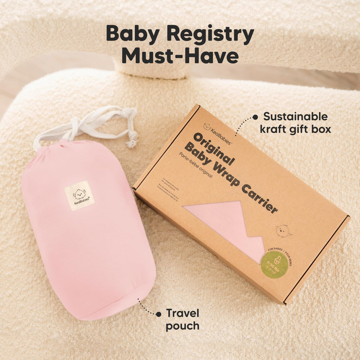 KeaBabies - Portabebés Original Todo en 1 para Bebés Recién Nacidos a Niños, Fácil de Usar, Unión Manos Libres, Envoltura Ligera y Transpirable para (rosa Sucio)