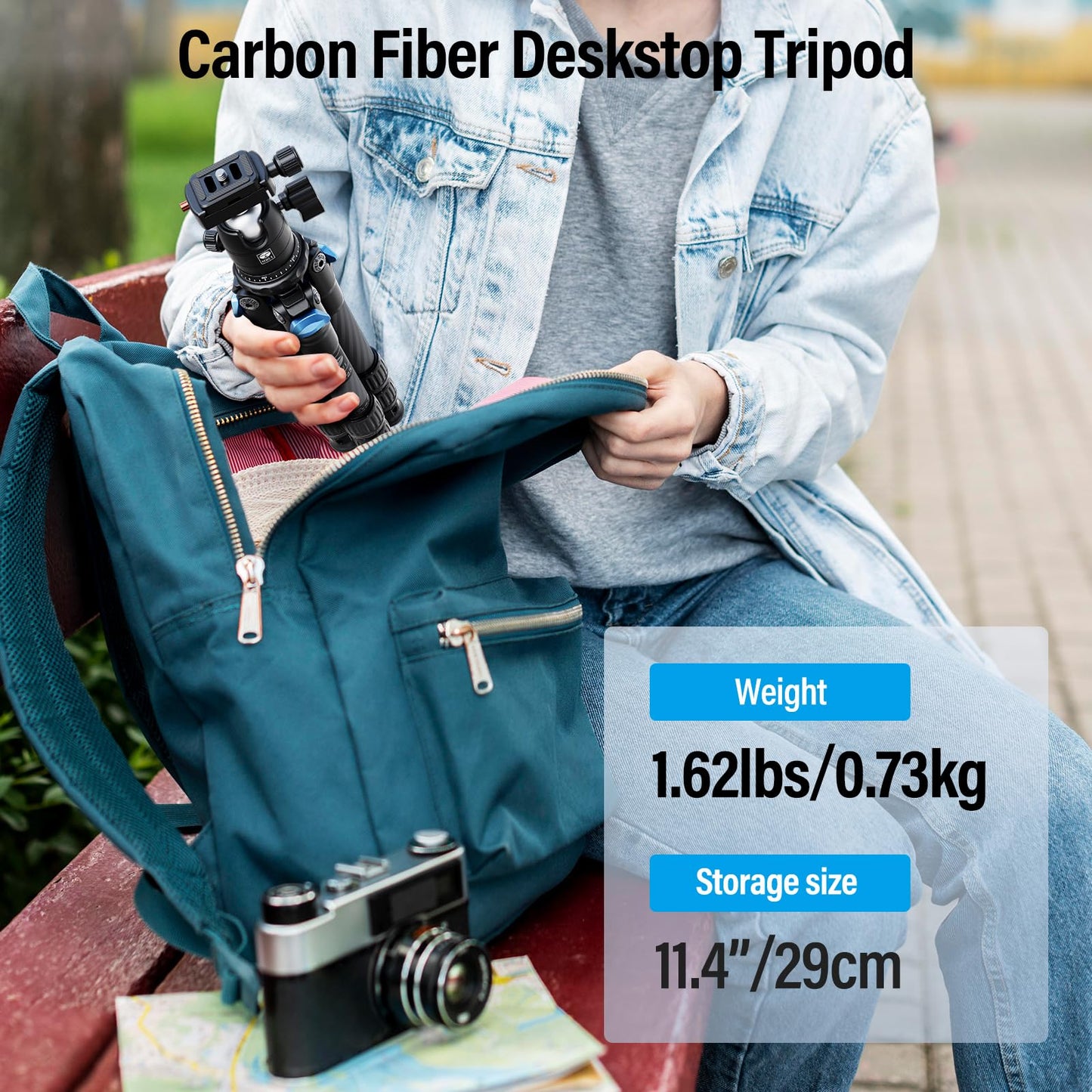 Trípode Compacto SIRUI Fibra de Carbono 360° Portátil Carga 15kg