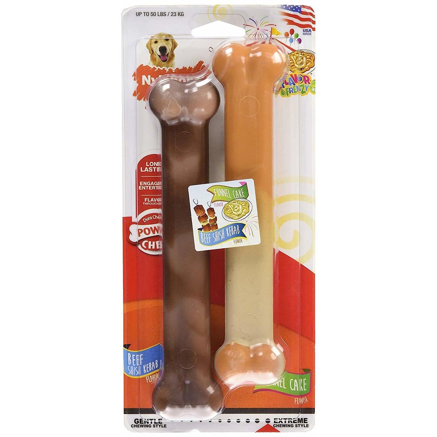 Juguete Masticable Nylabone Sabor Frenzy Grande Gigante para Perros, Paquete Doble