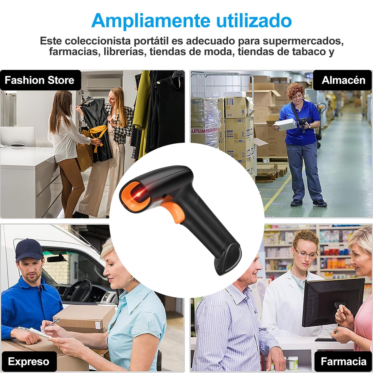Escáner de Código de Barras 2D 1D QR, Lector Código de Barras con Cable USB Scanner Código de Barras Alámbrico Compatible con PC y Laptop, Escáner Ideal para Supermercado, Biblioteca, Tienda Minorist