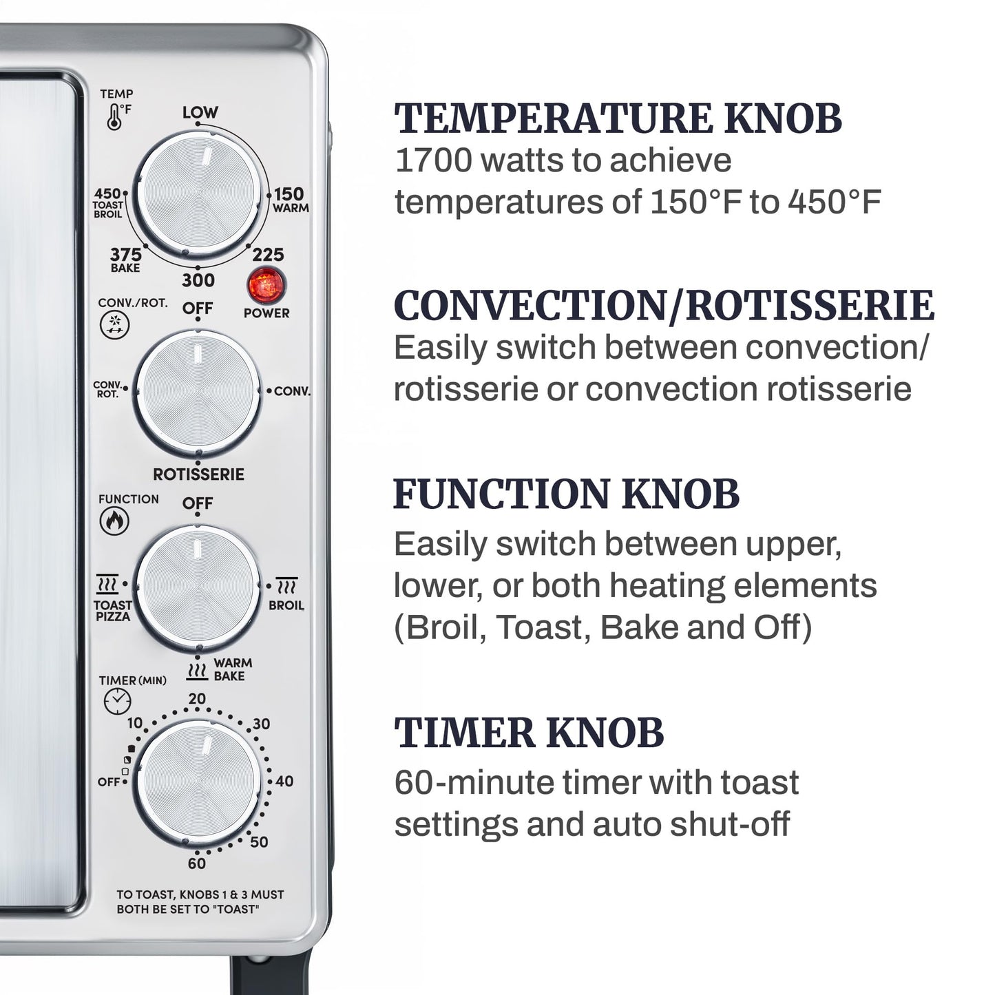 Elite Gourmet ETO4524 - Horno tostador de convección de encimera de 45 L, puertas francesas, temperatura y temporizador ajustables, hornear, asar, asar, asar, tostar, incluye charola para hornear,