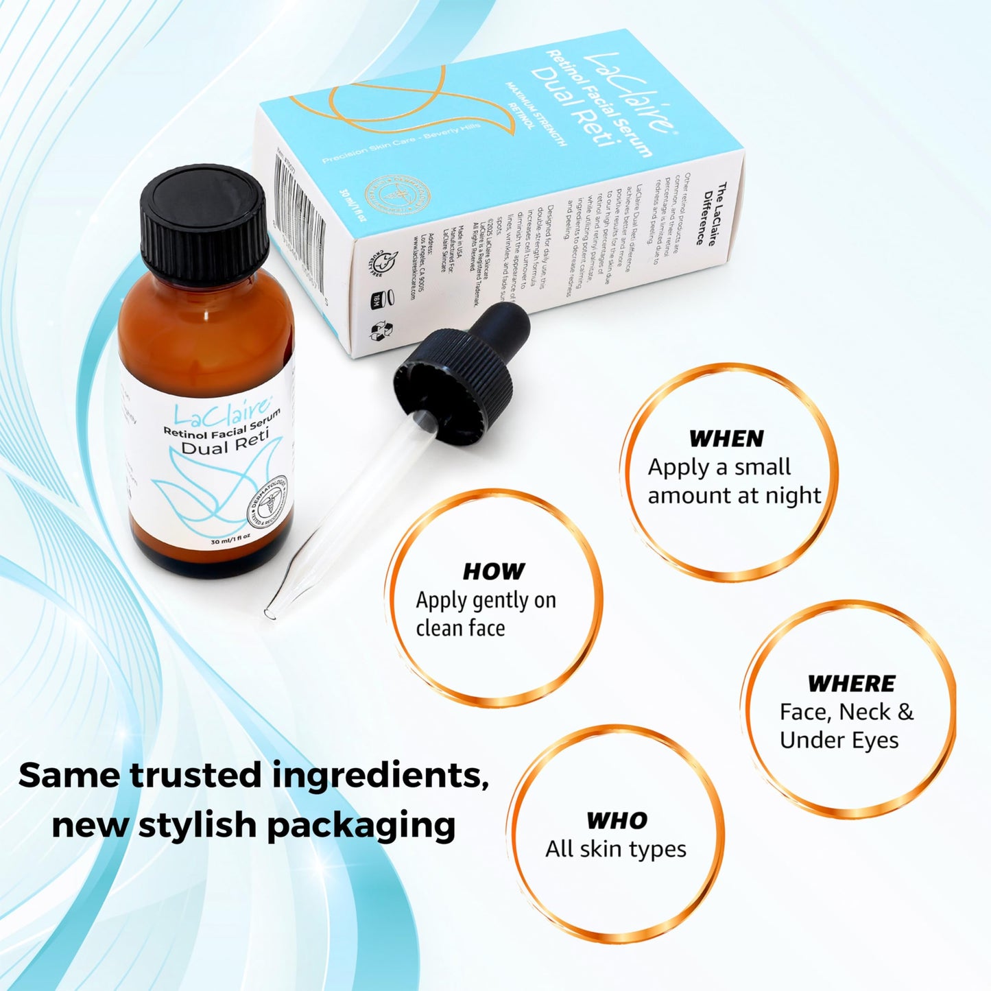 LaClaire 8% Retinol & Retinyl Serum - Best Retinol Serum for Wrinkle Repair & Hyperpigmentation Treatment - No Redness or Peeling (10 ml/0.34 oz)