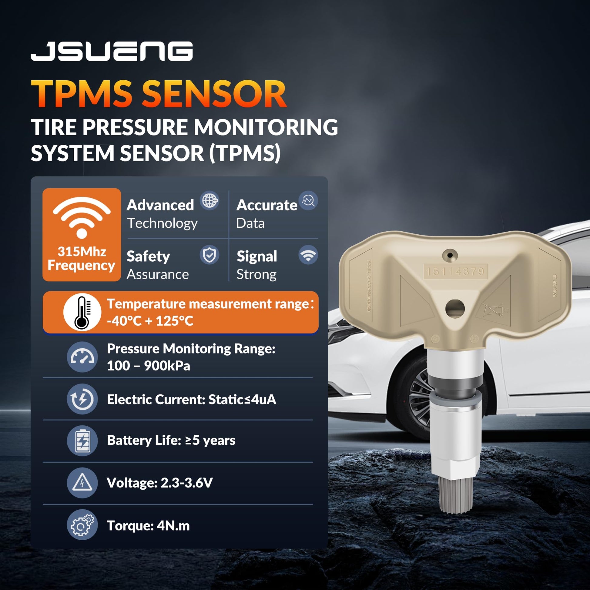 Sensor TPMS, Sensor de Sistema de Monitor de presión de neumáticos GM, Paquete de 4 Unidades para Chevy GMC Cadillac reemplaza #15114379 15122618 8151226180