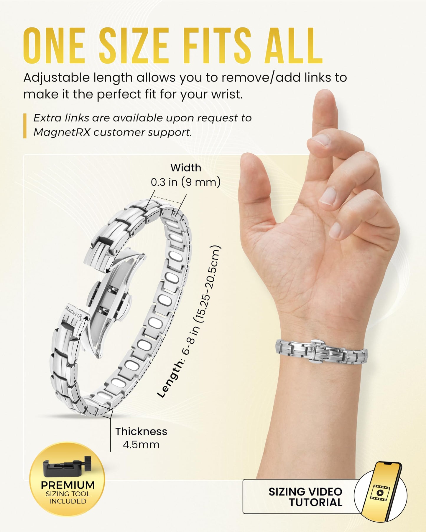 MagnetRX® - Pulseras magnéticas para mujer - EllipseMAX 5X Fuerza 5.000 imanes Gauss - Diseñado en Estados Unidos y pendiente de patente - Pulsera magnética de titanio de alta calidad para mujer y