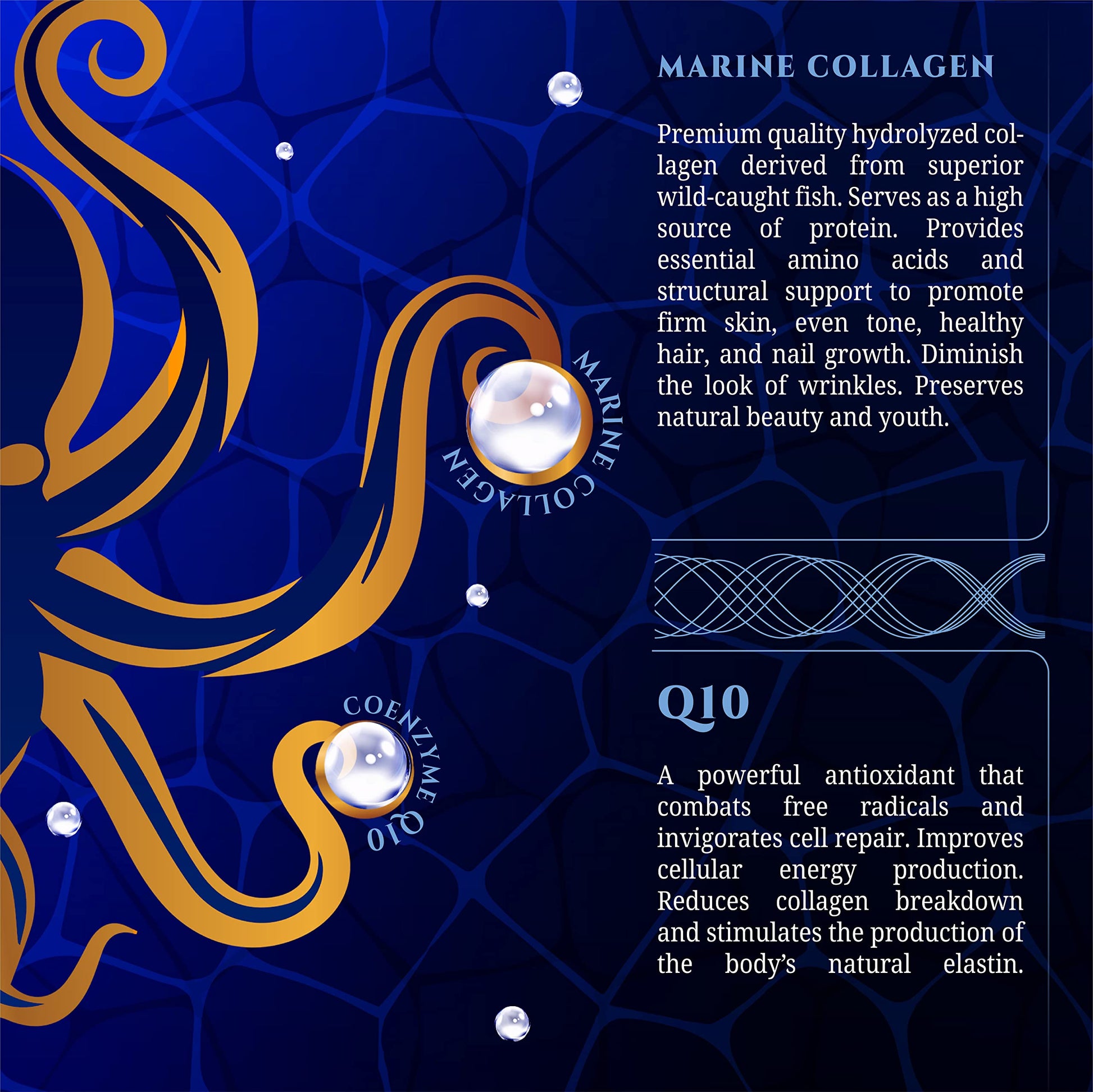 Cápsulas de Colágeno Marino Goldopus Blanco con Ácido Hialurónico y Coenzima Q10 para Piel Firme y Juntas Saludables