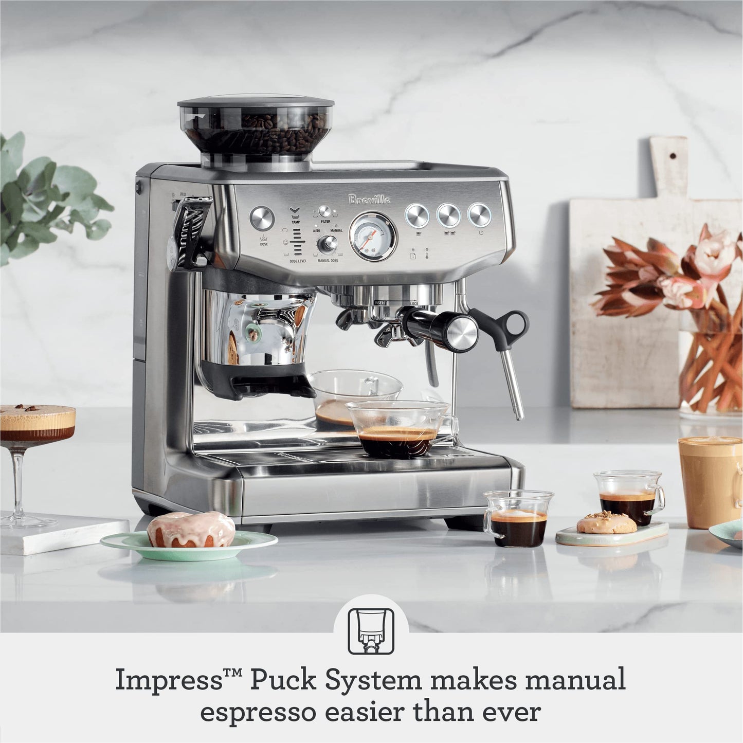 Breville - The Barista Express Impress, BES876BSS1BNA1, acero inoxidable cepillado