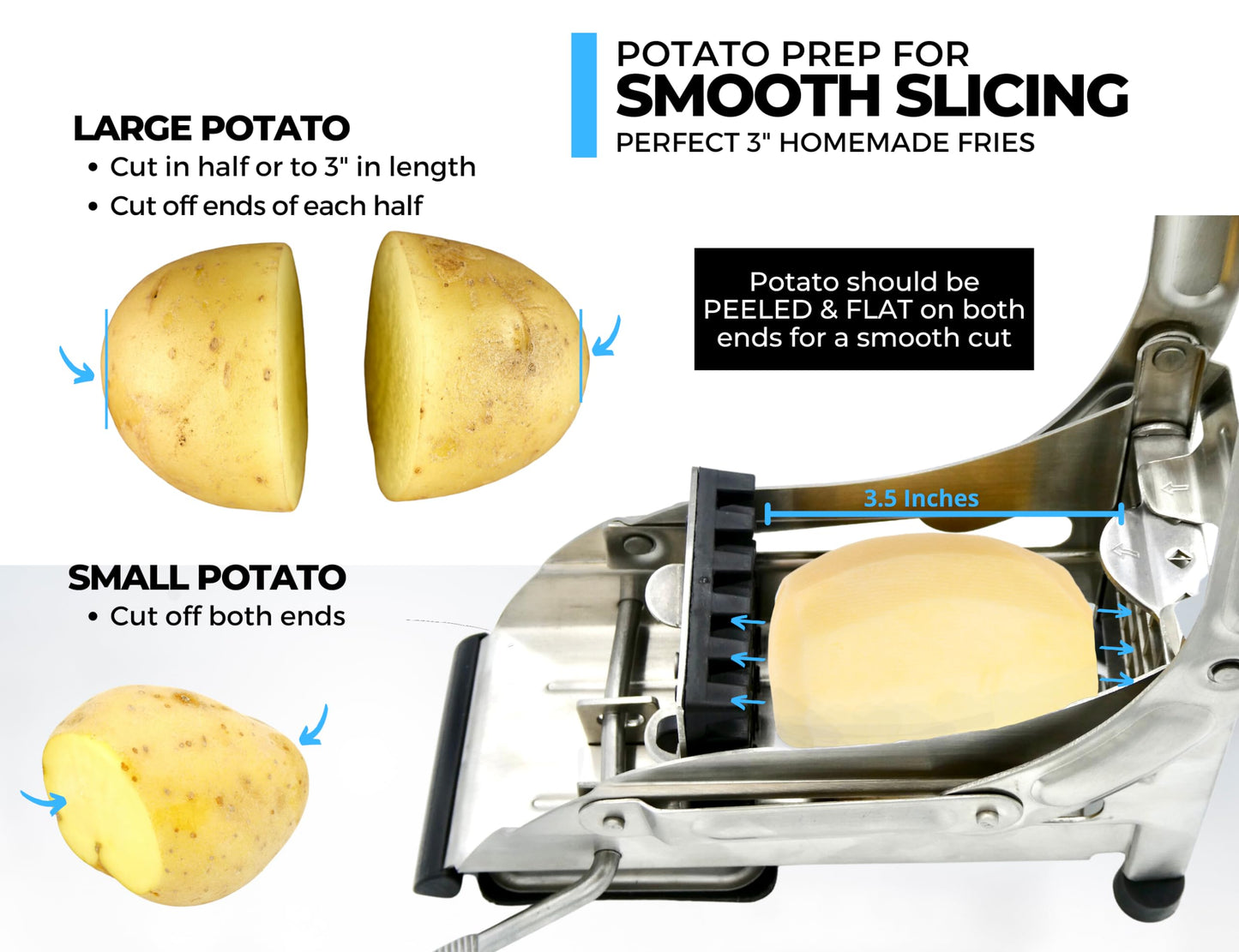 ICO Cortador de patatas fritas de acero inoxidable de 2 cuchillas