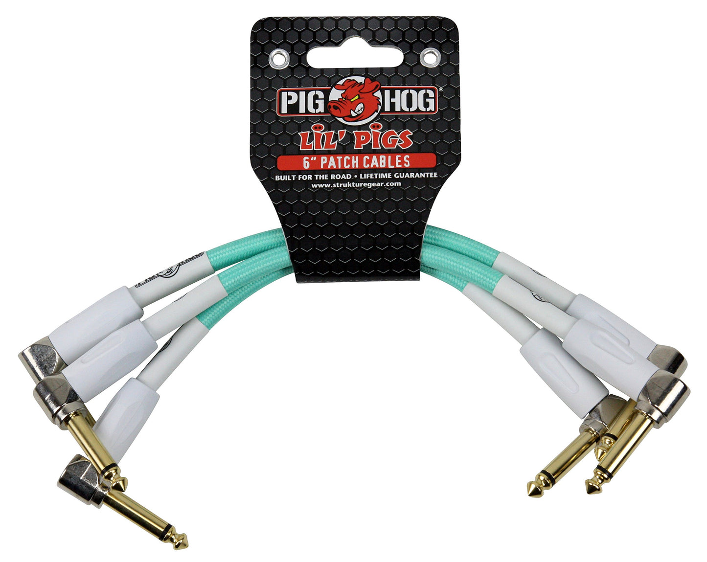Cables de Conexión Instrumento Pig Hog Vintage Seafoam Green 6 Pulgadas (Paquete de 3)