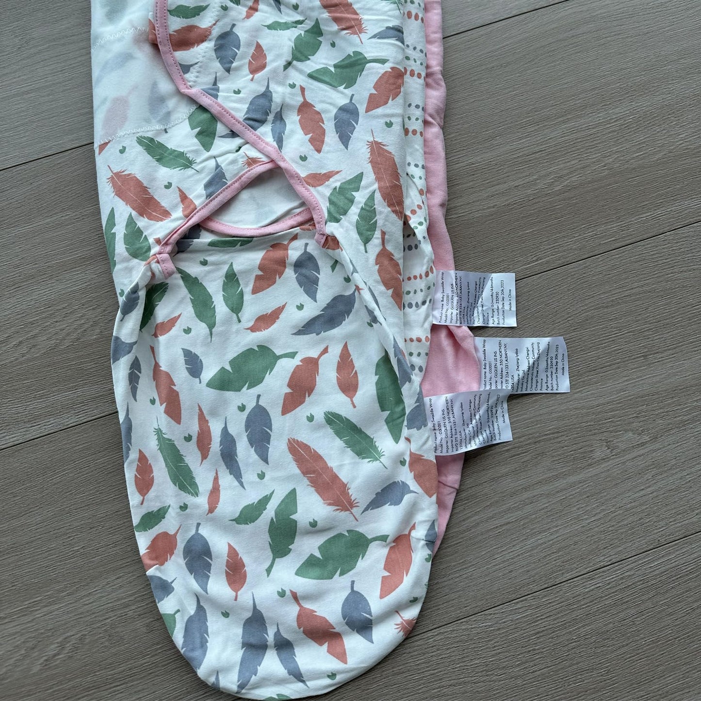 GLLQUEN BABY - Mantas para bebés y niñas, de 3 a 6 meses, plumas y punto ondulado, paquete de 3 unidades, saco de dormir ajustable para recién nacido, (mediano/grande)