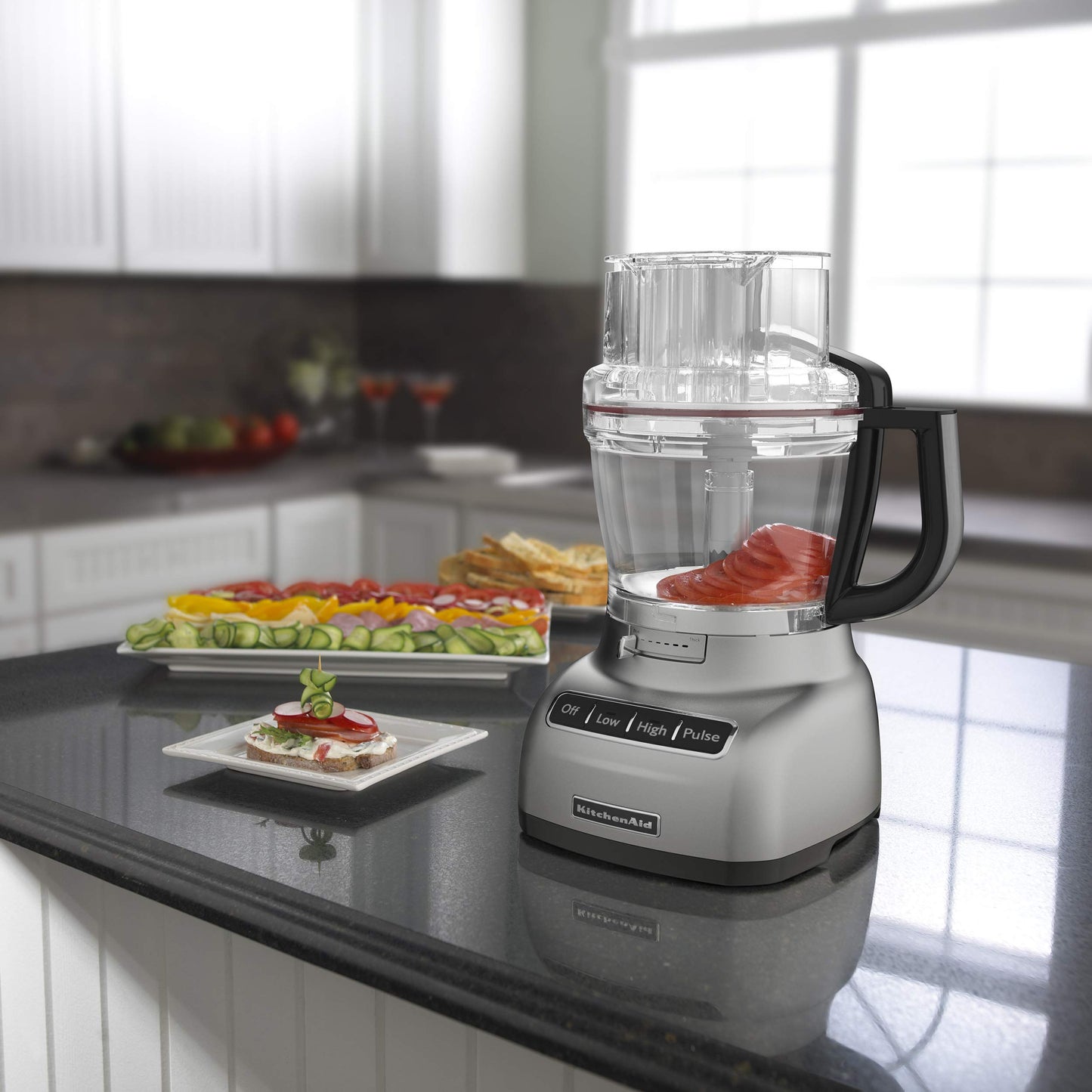 KitchenAid KFP1133CU Procesador de alimentos de 11 tazas con sistema ExactSlice – plateado contorneado, Plateado Contour, 11-Cup, 1