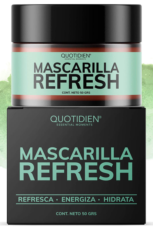 Mascarilla Facial Refrescante e Hidratante- Arcillas Puras (Kaolíin y Bentonita) + Aloe Vera+Xilitol- Limpia e Hidrata- Energiza y Suaviza-Desinflama y Refresca-Tonifica-93% Ingredientes Naturales- Piel Normal a Grasa- Sin Parabenos-Sin Fragancias Artific