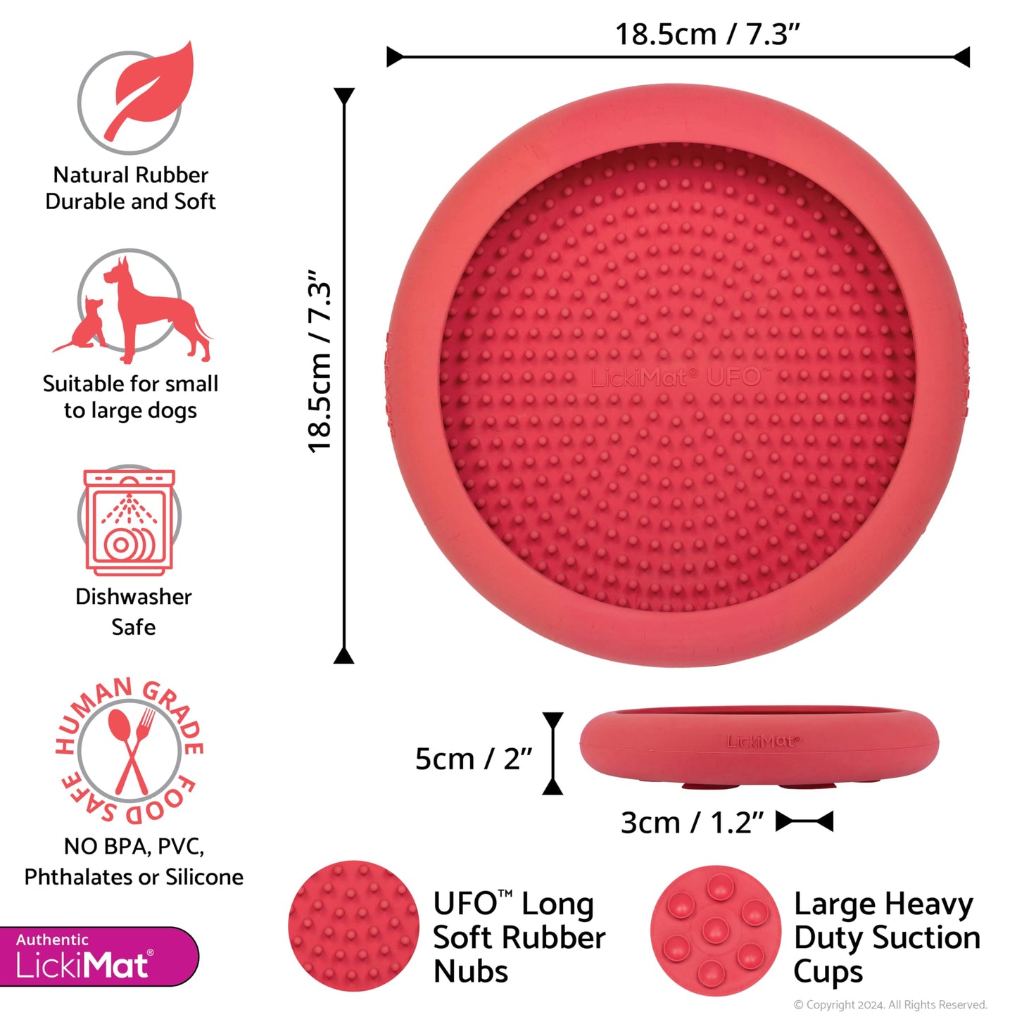 LICKIMAT LickiMat UFO: Alimentador Lento para Perros, Moderno y Rosado, 104.6 onzas, Apto para Lavaplatos