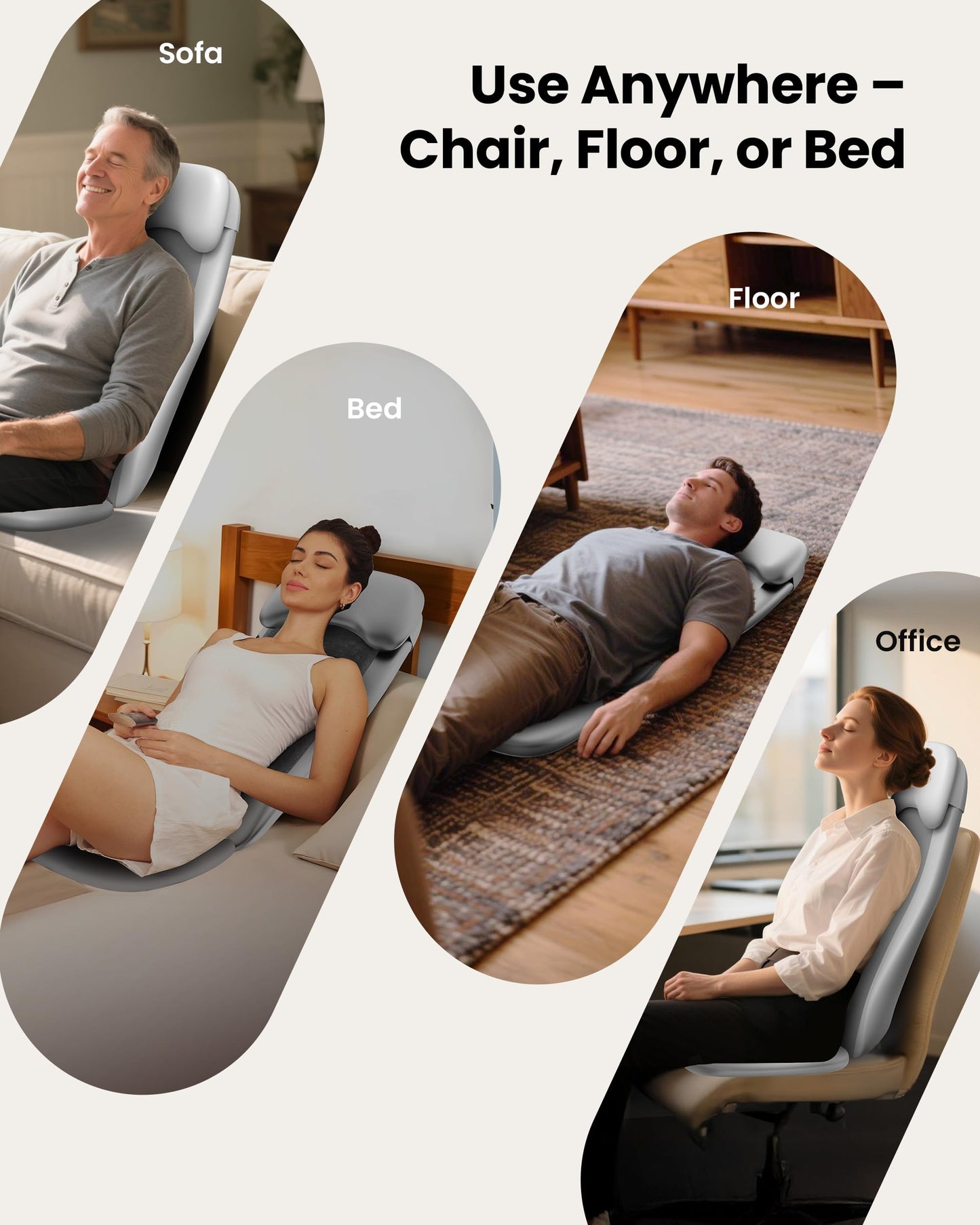 COMFIER - Masajeador de espalda con calor, cojín de asiento de masaje Shiatu 2D/3D, 2 modos de masaje automático, masajeador de espalda completa con vibración, almohadilla de silla de amasamiento de