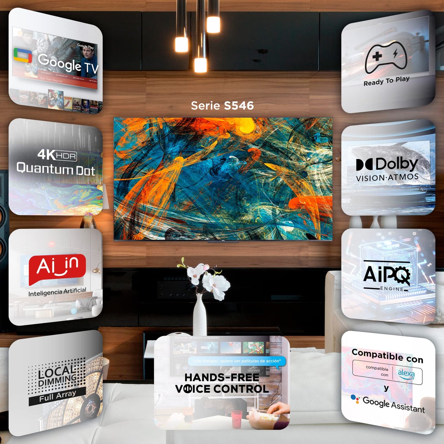Smart TV TCL 65" QLED UHD 4K Google TV Pantalla