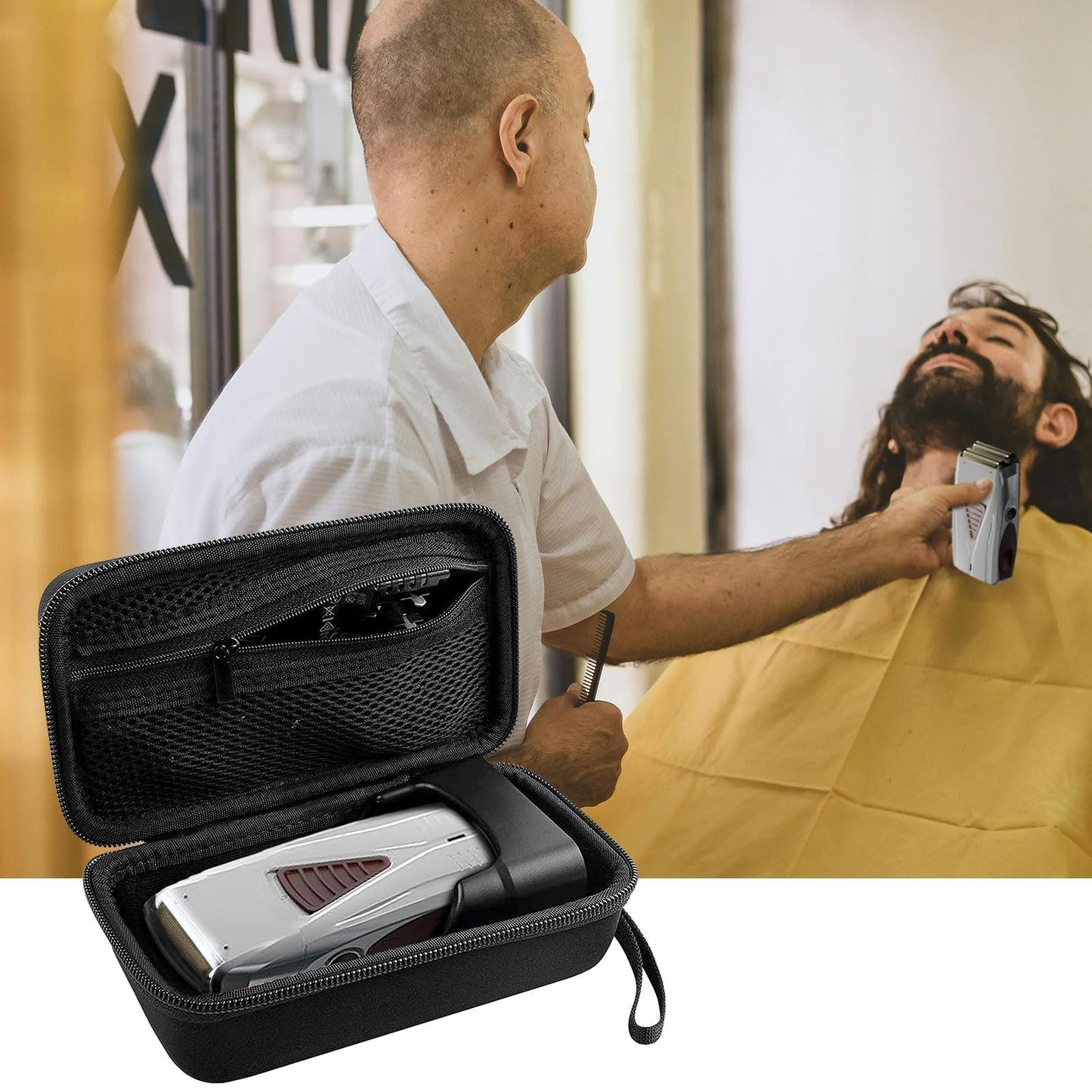 Funda compatible con la afeitadora Andis Profoil Lithium Plus Titanium 17200/17150 Pro Foil, almacenamiento de viaje para montaje de papel de aluminio de repuesto y cortadores interiores (solo caja)