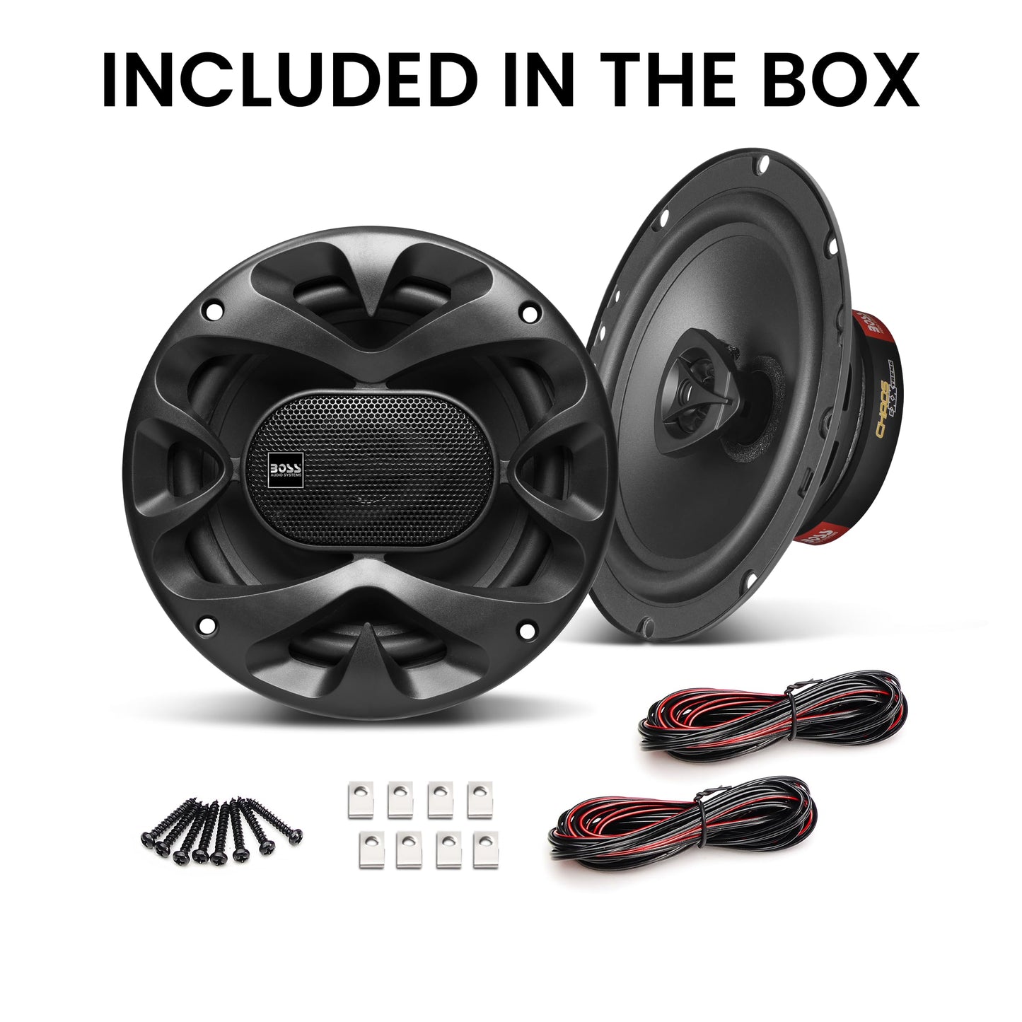 BOSS Audio Systems CH6520B Chaos Series - Altavoces estéreo para puerta de coche de 6.5 pulgadas, 250 vatios máximo, 2 vías, audio de rango completo, altavoz de agudos de 1 pulgada, coaxial, se venden