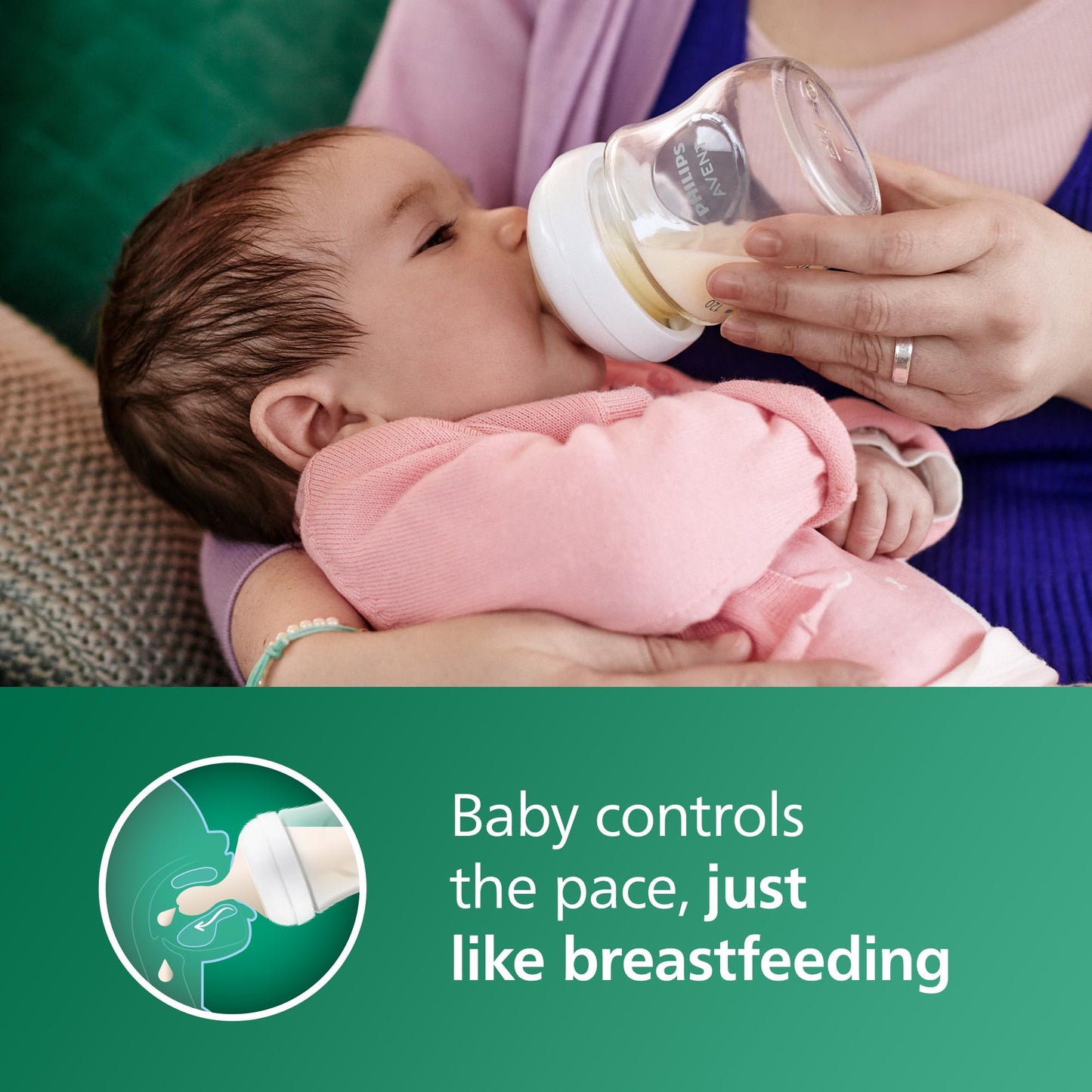 Biberón de Vidrio Natural Philips AVENT Transparente de Respuesta Natural