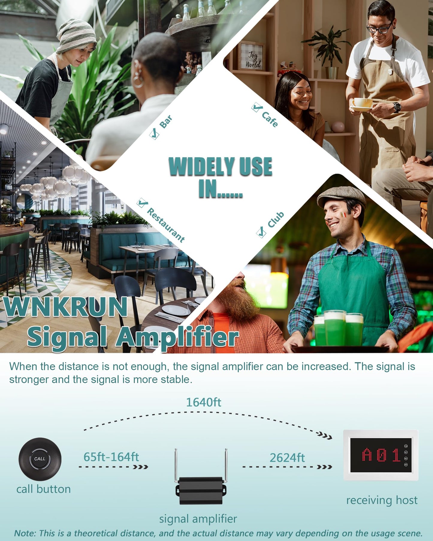 Sistema de llamadas inalámbricas, sistema de búsqueda de restaurantes para alerta de pacientes y enfermeras con 1 visualización de número y 10 botones de llamada impermeables para clínicas de ancianos