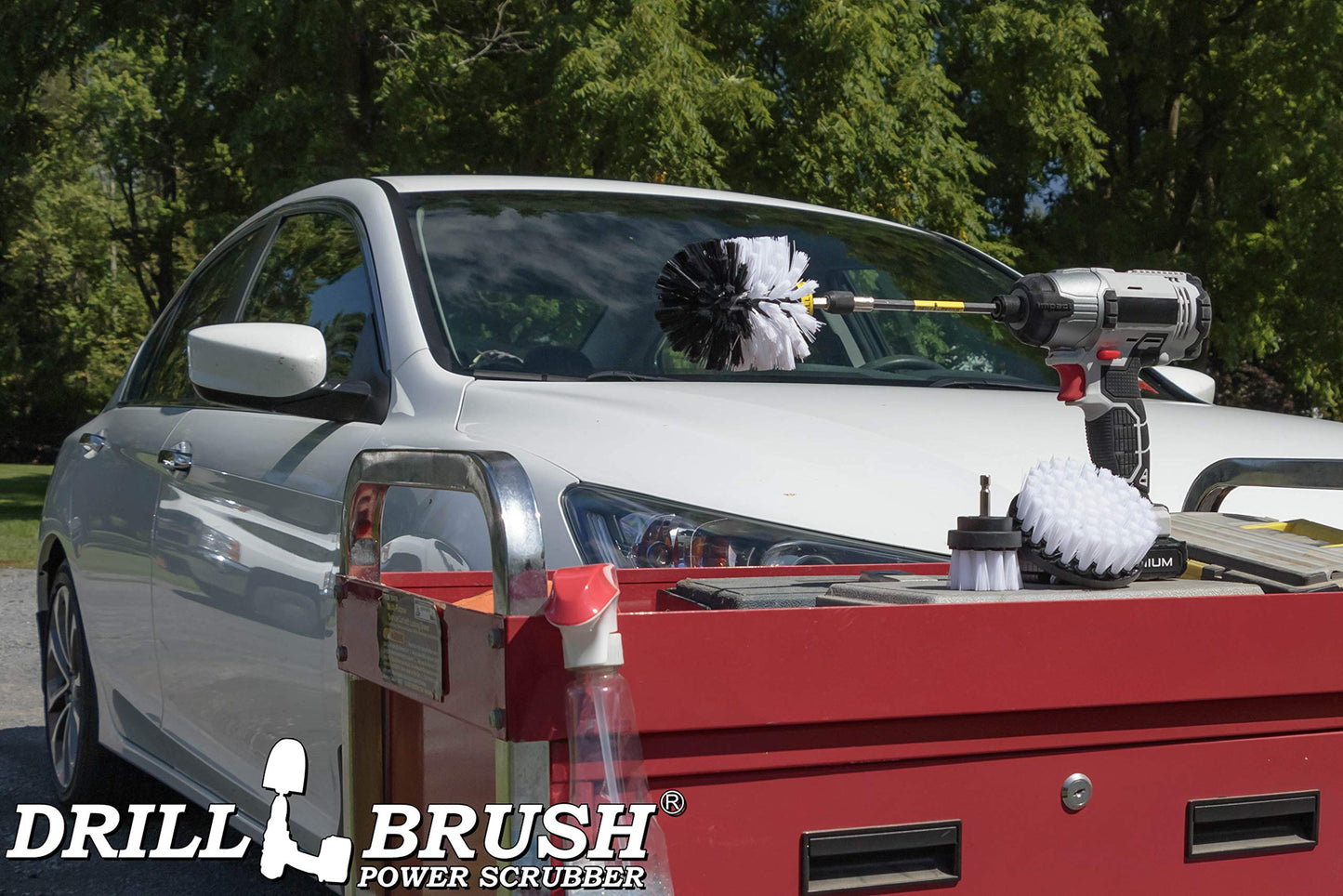 Lavado de Autos y Detallado Power Kit Cepillo con largo alcance extensión extraíble. Auto Care conjunto incluye diverso tamaño tres, reemplazable, blanco suave del depurador Cepillos con cambio rápido