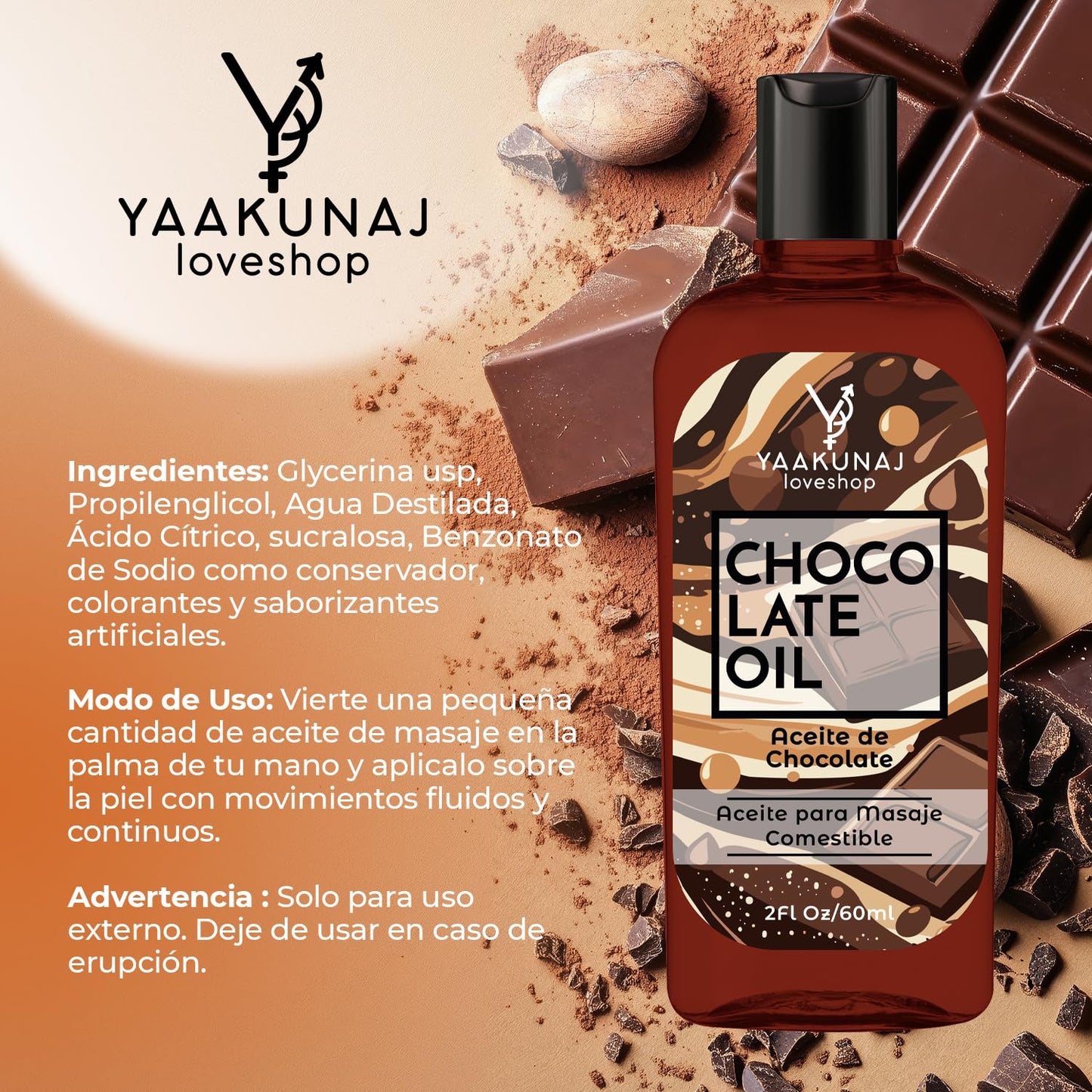 Aceite Para Masajes YAAKUNAJ LOVESHOP Chocolate Saborizante