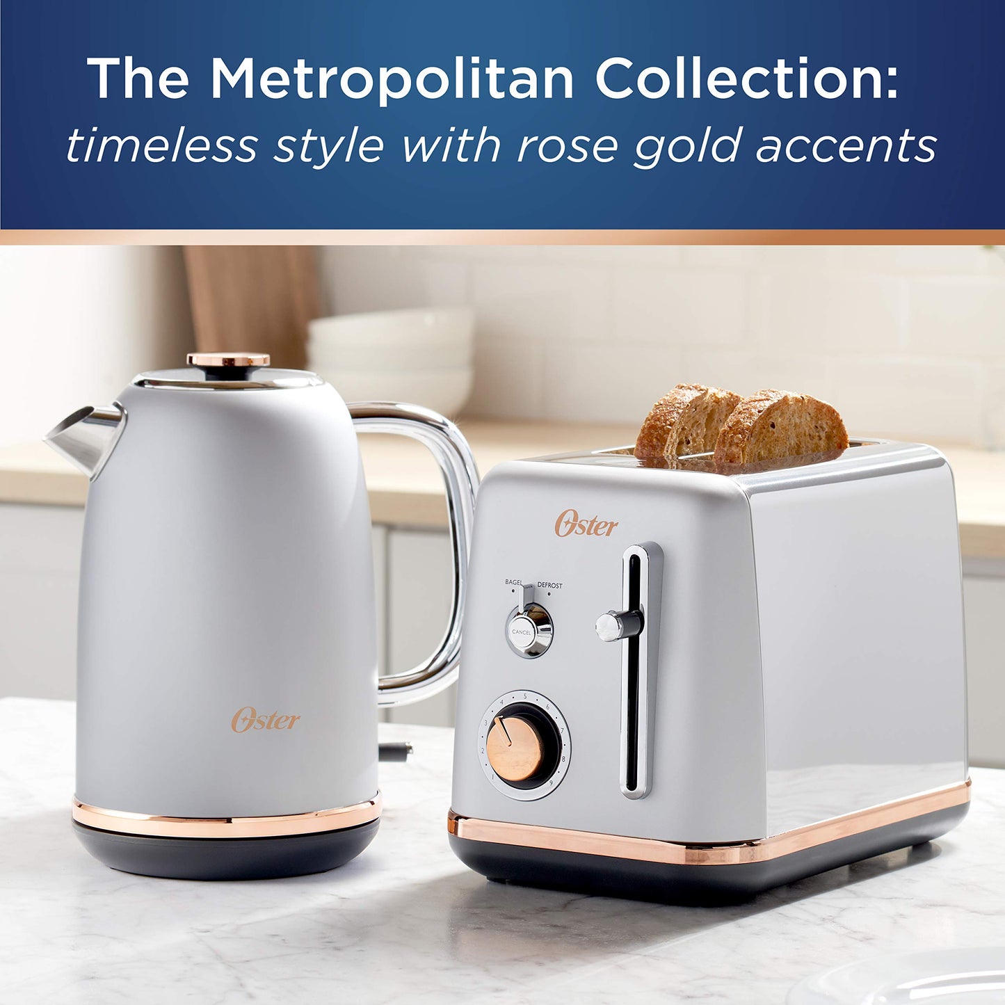 Oster 2097682 2 Slice Toaster Metropolitan Collection with Rose Gold Accents