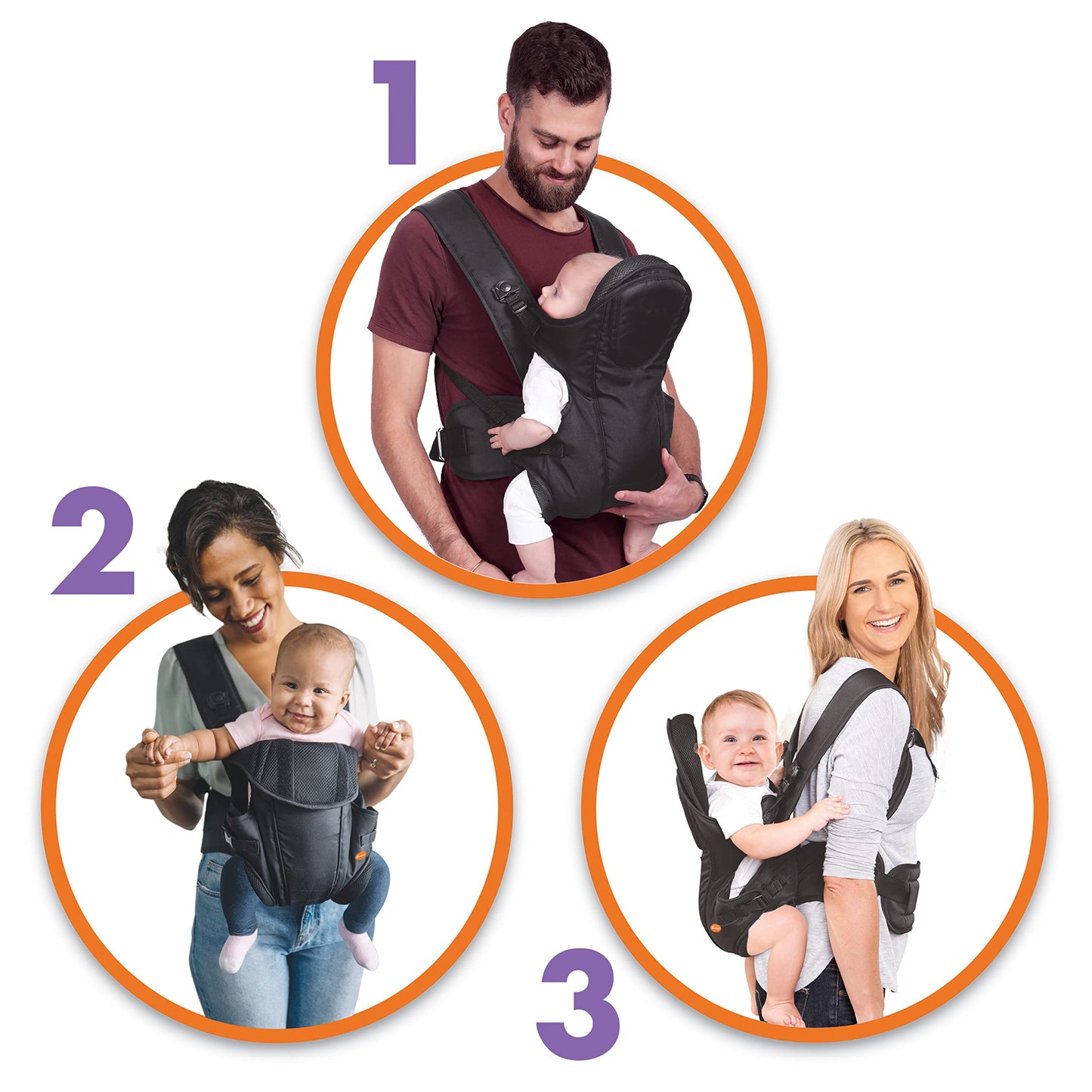 Portabebés Dreambaby Manhattan Negro Ajustable 3 en 1 para Recién Nacidos y Niños Pequeños