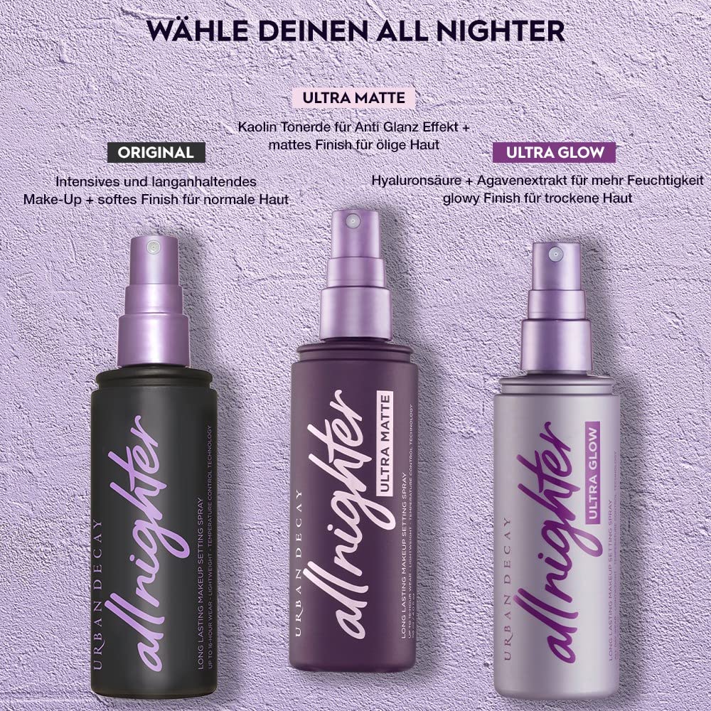 Urban Decay All Nighter Setting Spray fijador de maquillaje hasta por 16hrs acabado natural, 118ml