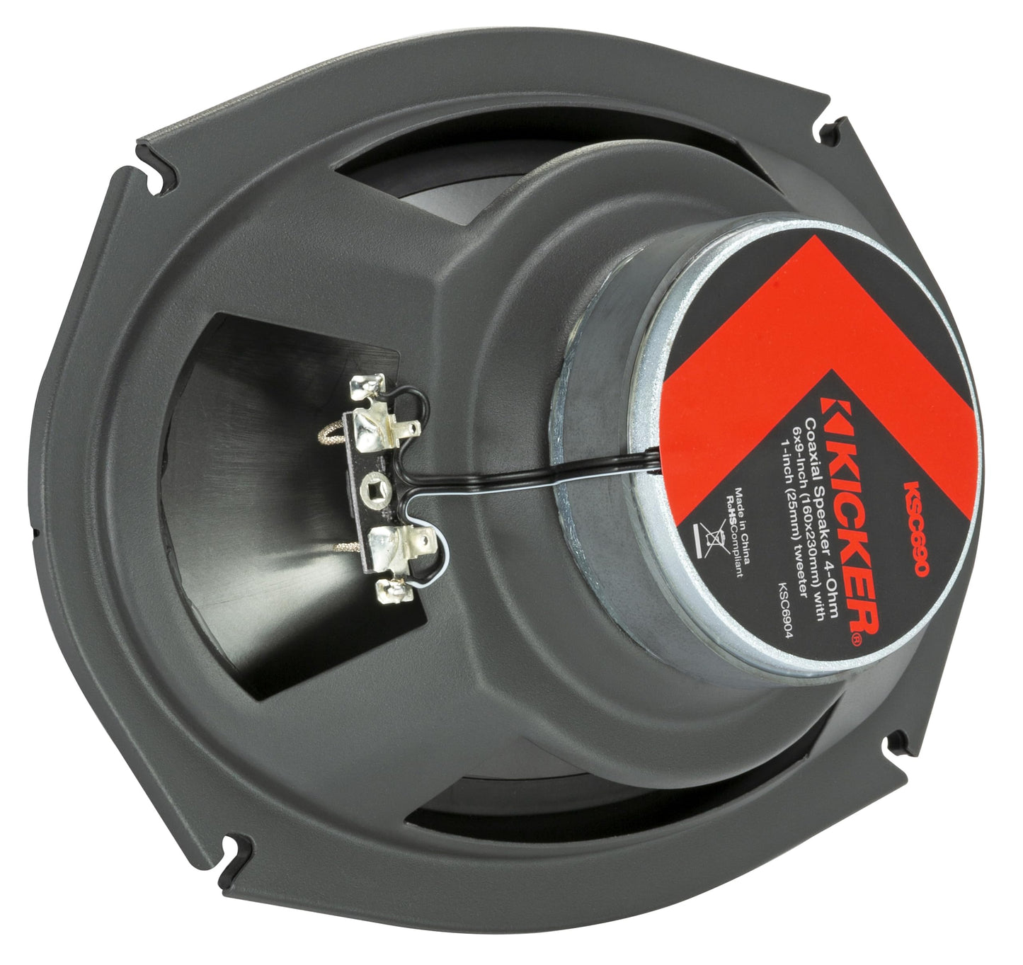 KICKER 51KSC6904 KS-Series 6x9 altavoces coaxiales con tweeters de 1 pulgada, 4 ohmios, par
