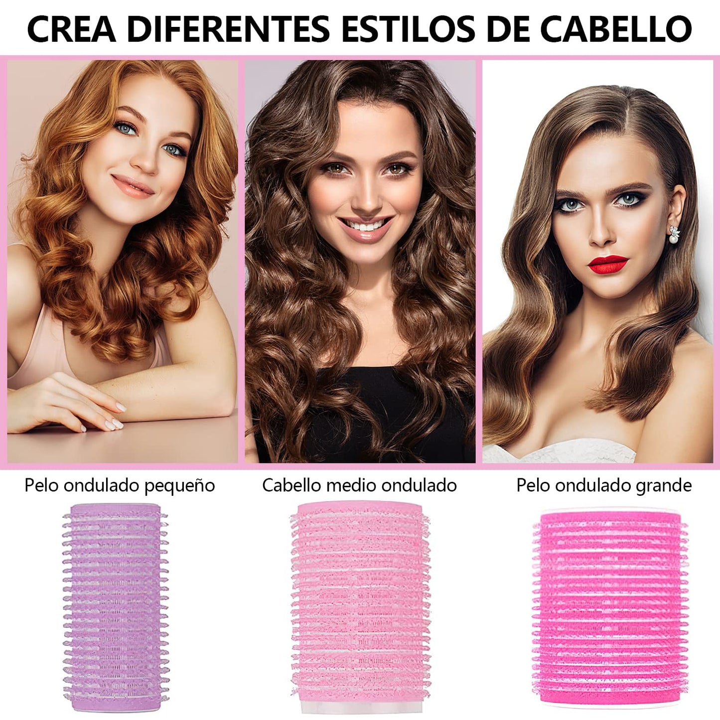 Rulos para Cabello,ZJTZJY Juego de Rodillos de Velcro con Accesorios,Rizador Pelo sin Calor,Rodillos de Velcro-3 Tamaños (33PCS)