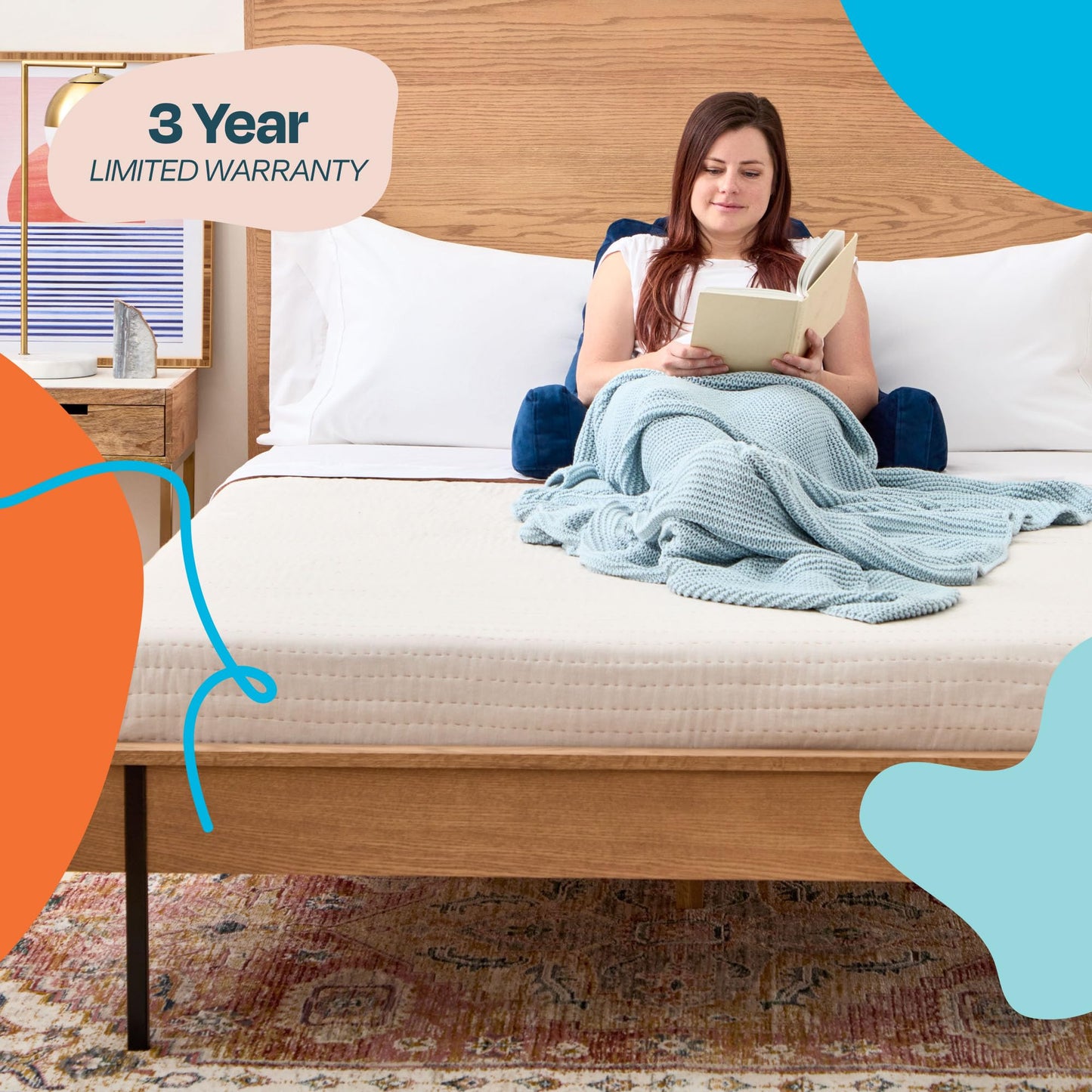 Linenspa - Almohada de Lectura con Memory Foam en Trozos - Cojín para Leer o Descansar - Soporte para Espalda - Para Niños o Adultos - Tamaño Estándar - Color Azul Marino