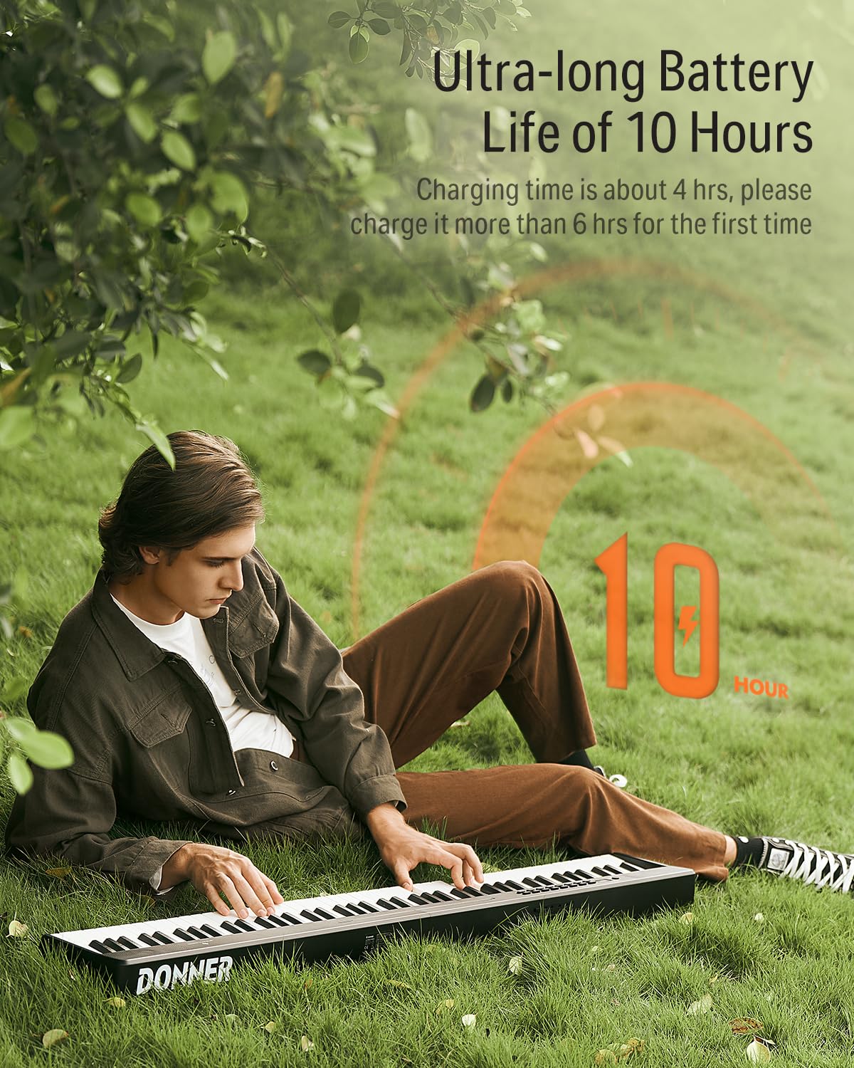 Donner DP-10 Teclado de Piano Portátil de 88 Teclas para Principiantes, Teclado de Piano Plegable Bluetooth con Teclado de Tamaño Completo de 88 Teclas, Acorde, Grabación, Paquete de Piano Digital