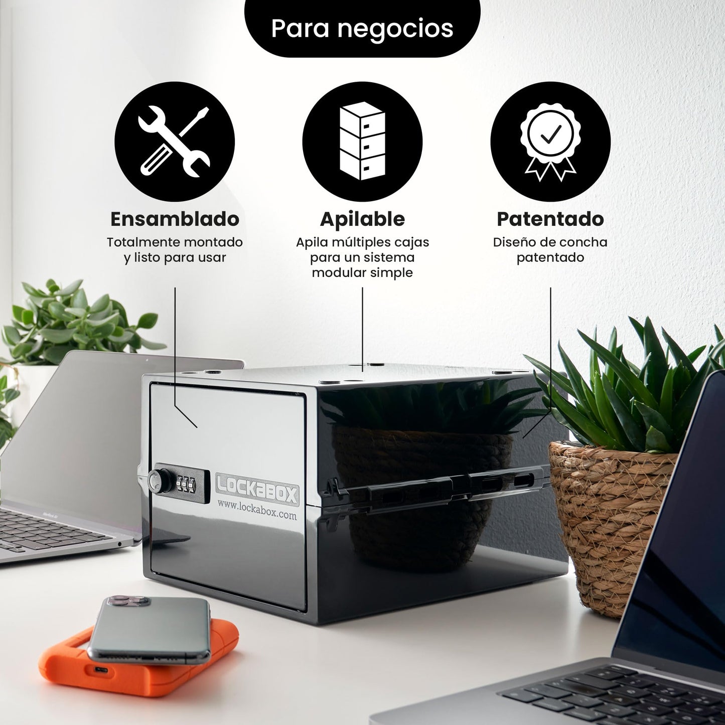 Lockabox One™ | Caja de seguridad compacta e higiénica para alimentos, medicinas y seguridad en el hogar (Jet)