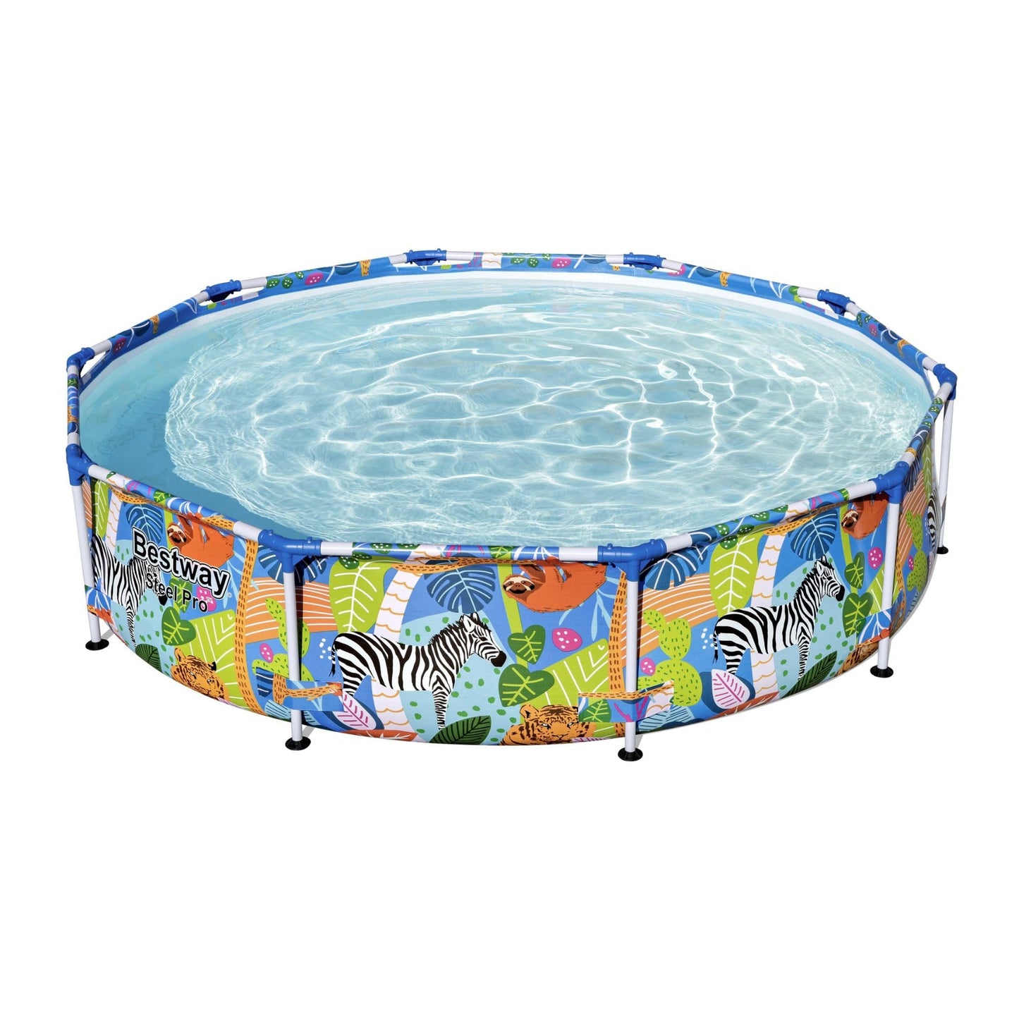 Bestway Steel Pro Frame - Piscina sin Bomba (diámetro 305 x 66 cm), diseño de Cebra Multicolor